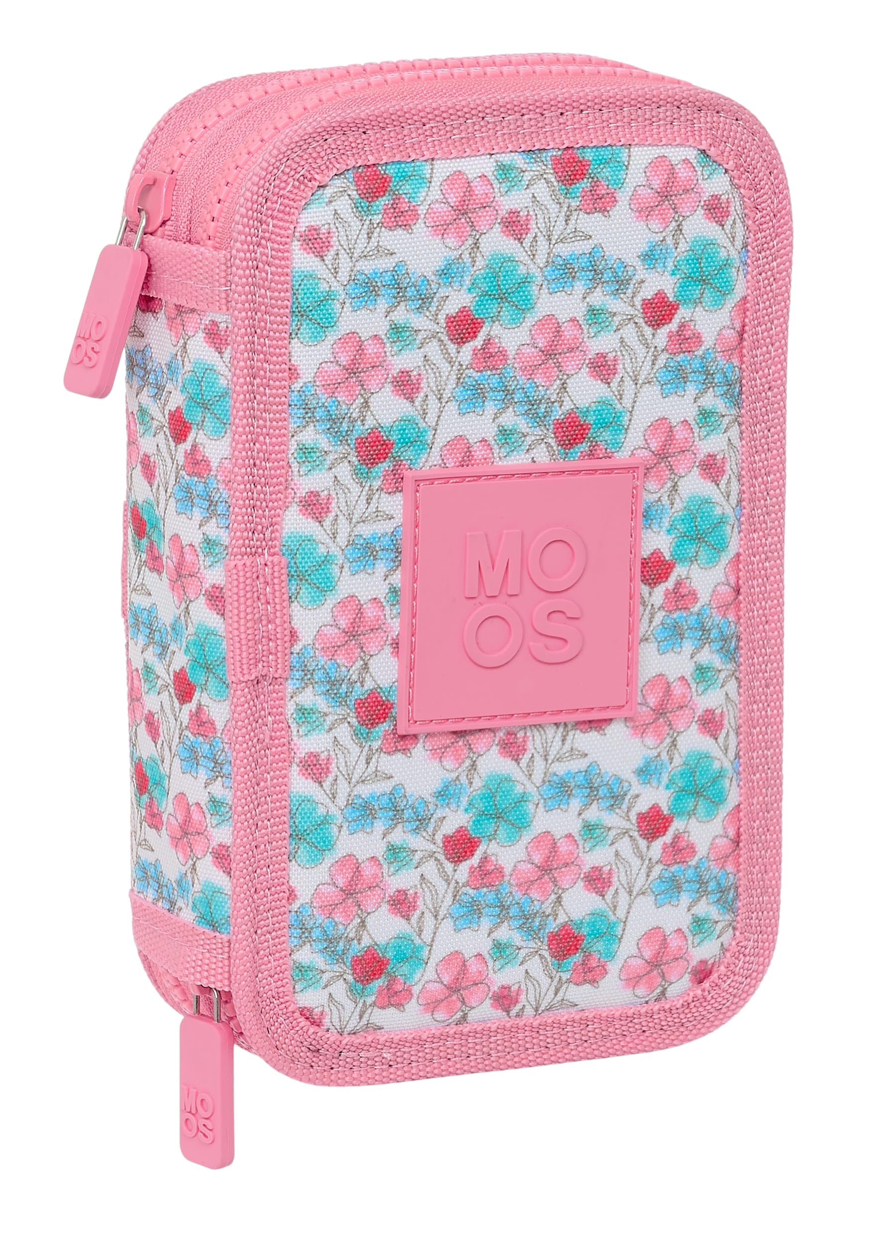 Safta Moos Flores – Astuccio Quadrato Grande Per Bambini, In Poliestere Riciclabile, 20x10x10 Cm, Multicolore, 2 Anni Di Garanzia