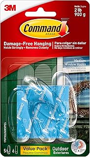 Command Medium Wall Hooks, Damage Free Hanging Wall Hooks with Adhesive Strips, Wall Hooks for Hanging Back to School Dorm Organizers, 5 Clear Wall Hooks and 6 Command Strips