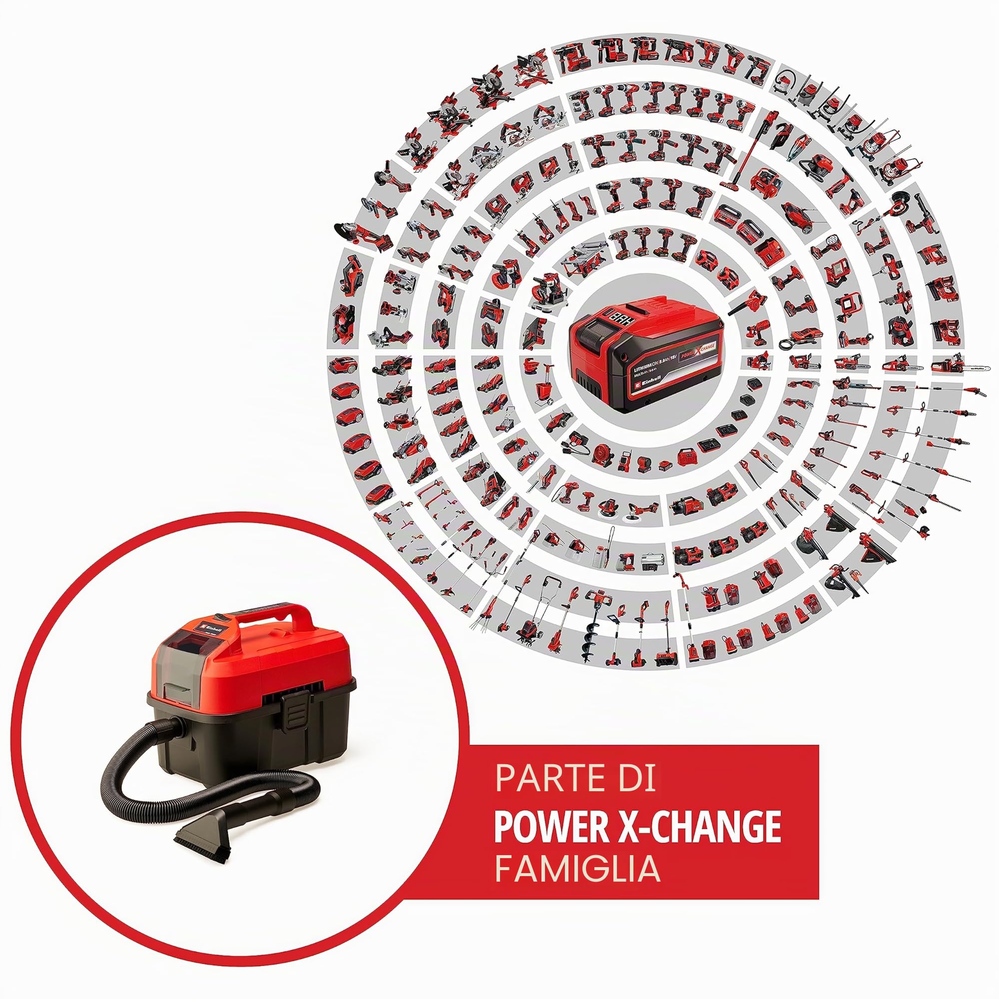 Einhell TE-VC 18/10 Li-Solo Power X-Change Aspirasolidi e liquidi 10 L 2 m