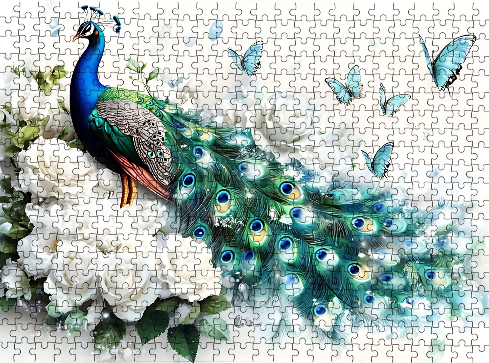 Pavone fiore-3 Puzzle 4000 Pezzi per Adulti, Puzzle in Legno - Collezione Classica con Poster Incluso -Sfida di Concentrazione e Passatempo Antistress, Gioco Educativo per Famiglia, 141 x 87 cm f0-577