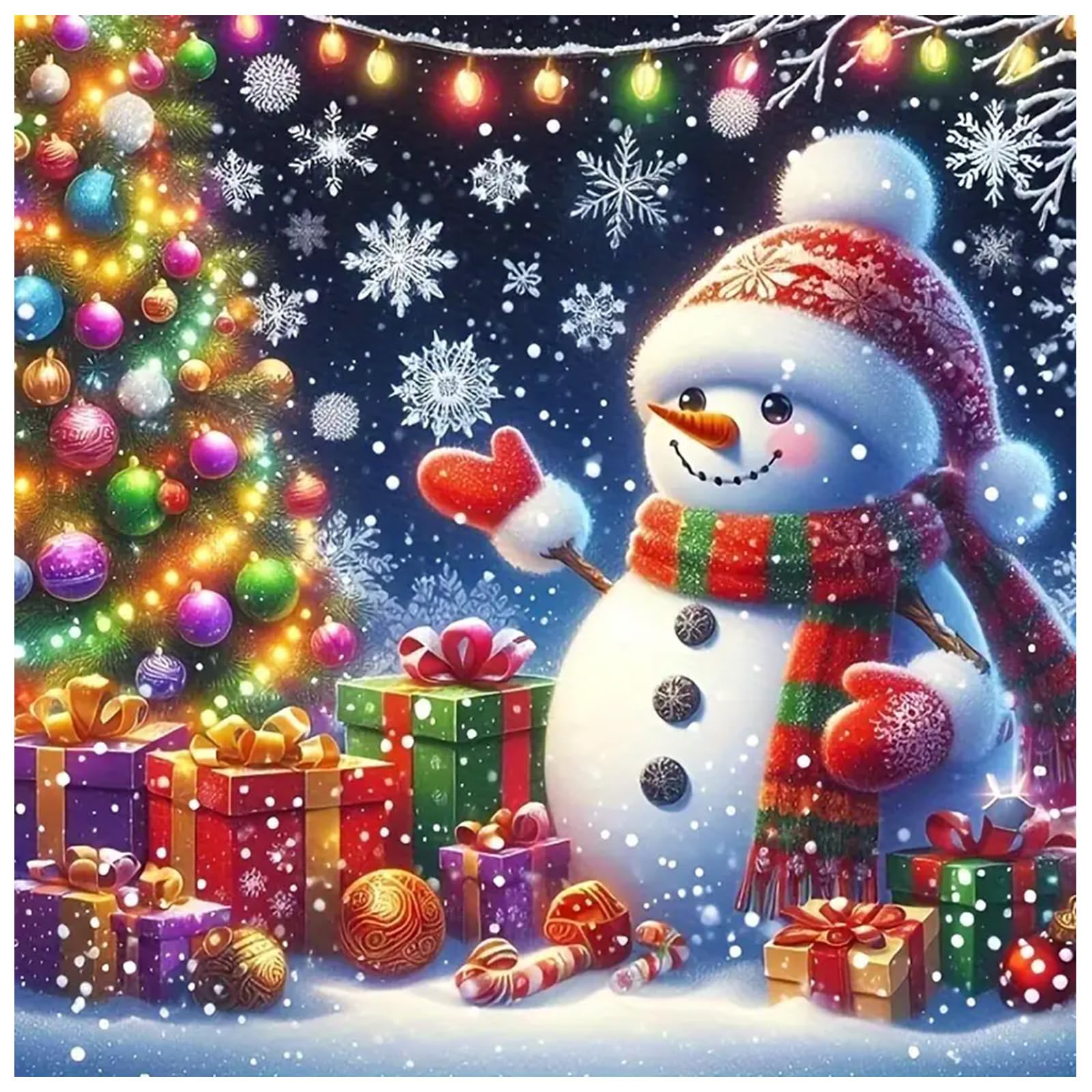 Huacan Diamond Painting AB Diamond Art Kit for Beginner Christmas Snowman DIY 5D Full Square Round Diamonds Embroidery Mosaic Set Gem Art Kit Home Decor Handmade Gift 11.81 * 11.81 inch