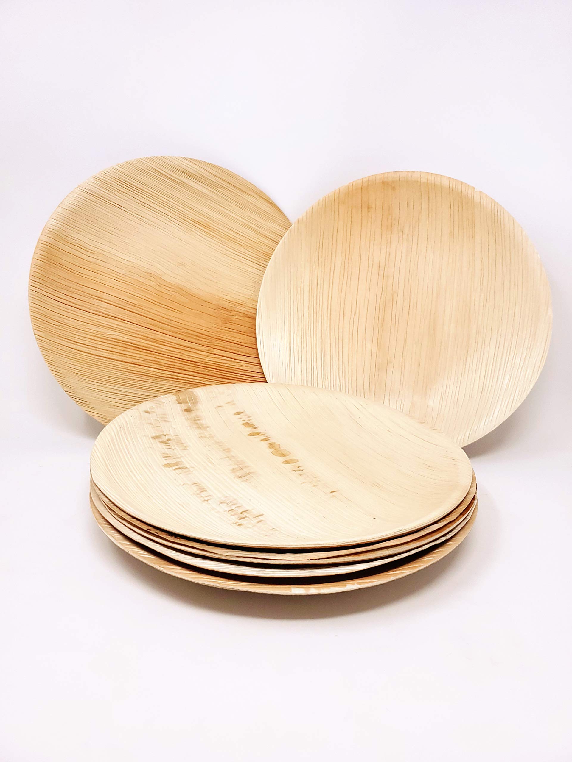 PALM NAKIRound Palm Leaf Plates (25 Count) - Disposable Dinnerware, Compostable and Biodegradable Round Plates (12" Round Plate)