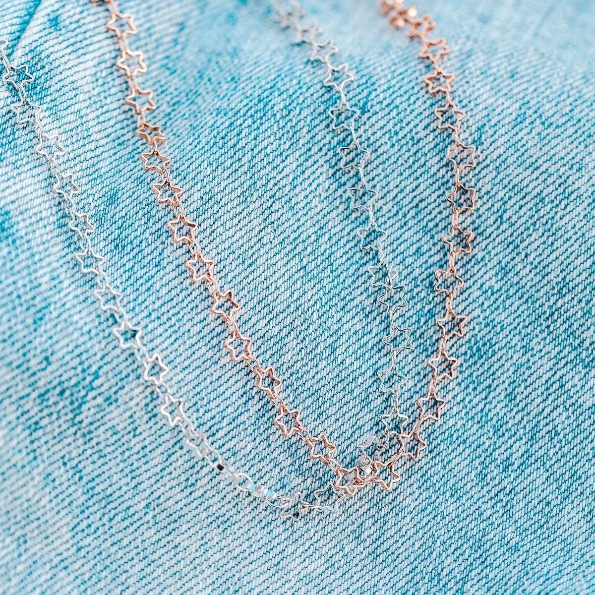 Pura Vida 14" Silver or Rose Gold Seeing Stars Choker Necklace - Brand Charm, 3" Extender