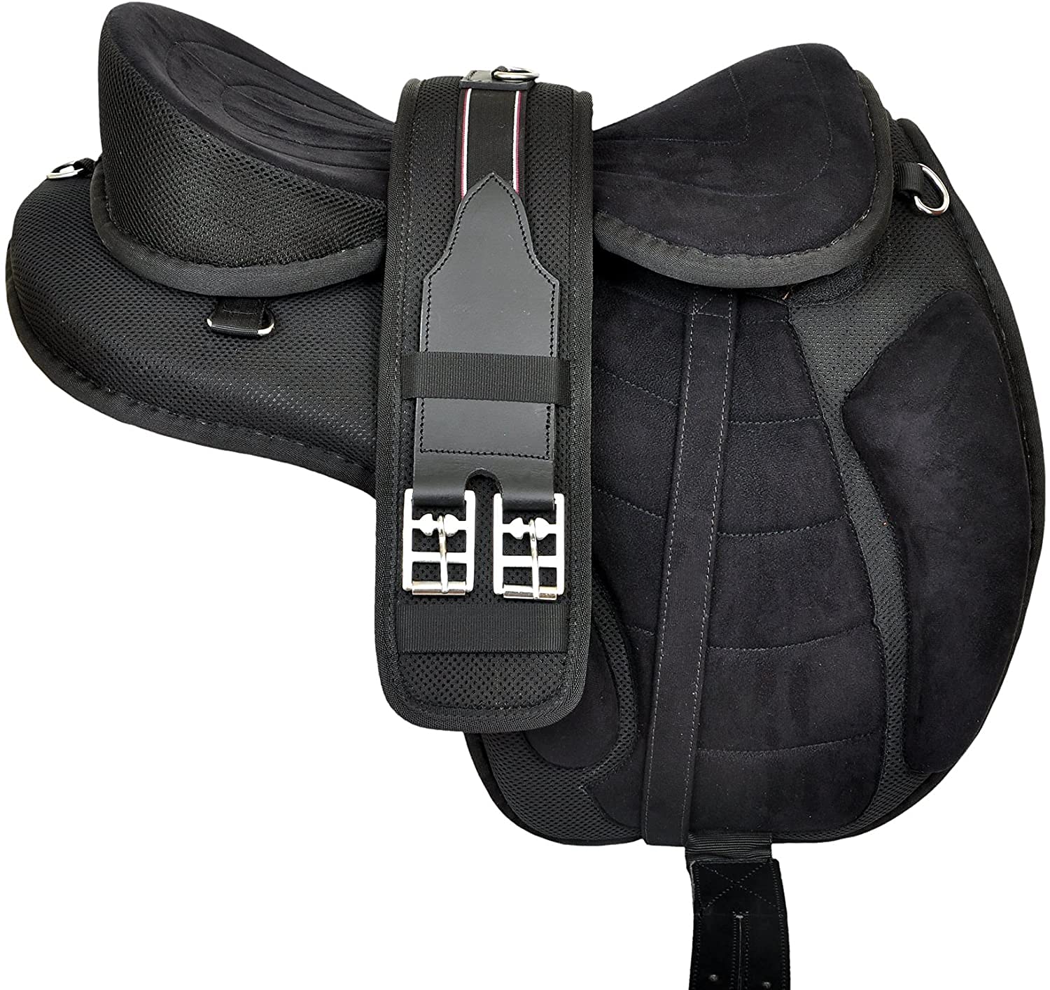 Synthetic Treeless Freemax English Horse Saddle Tack SetBlack 12" to 18" (14" Seat)