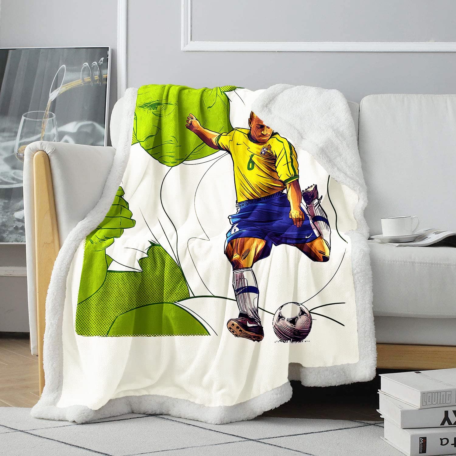 YLFC Football Sherpa Fleece Throw Blanket Print Soft Blanket star Print  Sherpa Blanket player Travel Blankets Single Bed Throw Over Camping Beds  Luxurious Warm and Cozy for All Seasons 120x150cm : Amazon.co.uk: