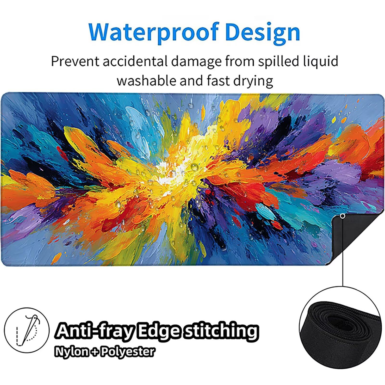 Tappetino Mouse XXL Graffiti, Arte Gaming Tappetino Scrivania 1200x600x3mm, Mousepad Grande con Base in Gomma Antiscivolo, Sottomano Scrivania con Bordi Cuciti, Ufficio Accessori Gaming, per PC G-2576