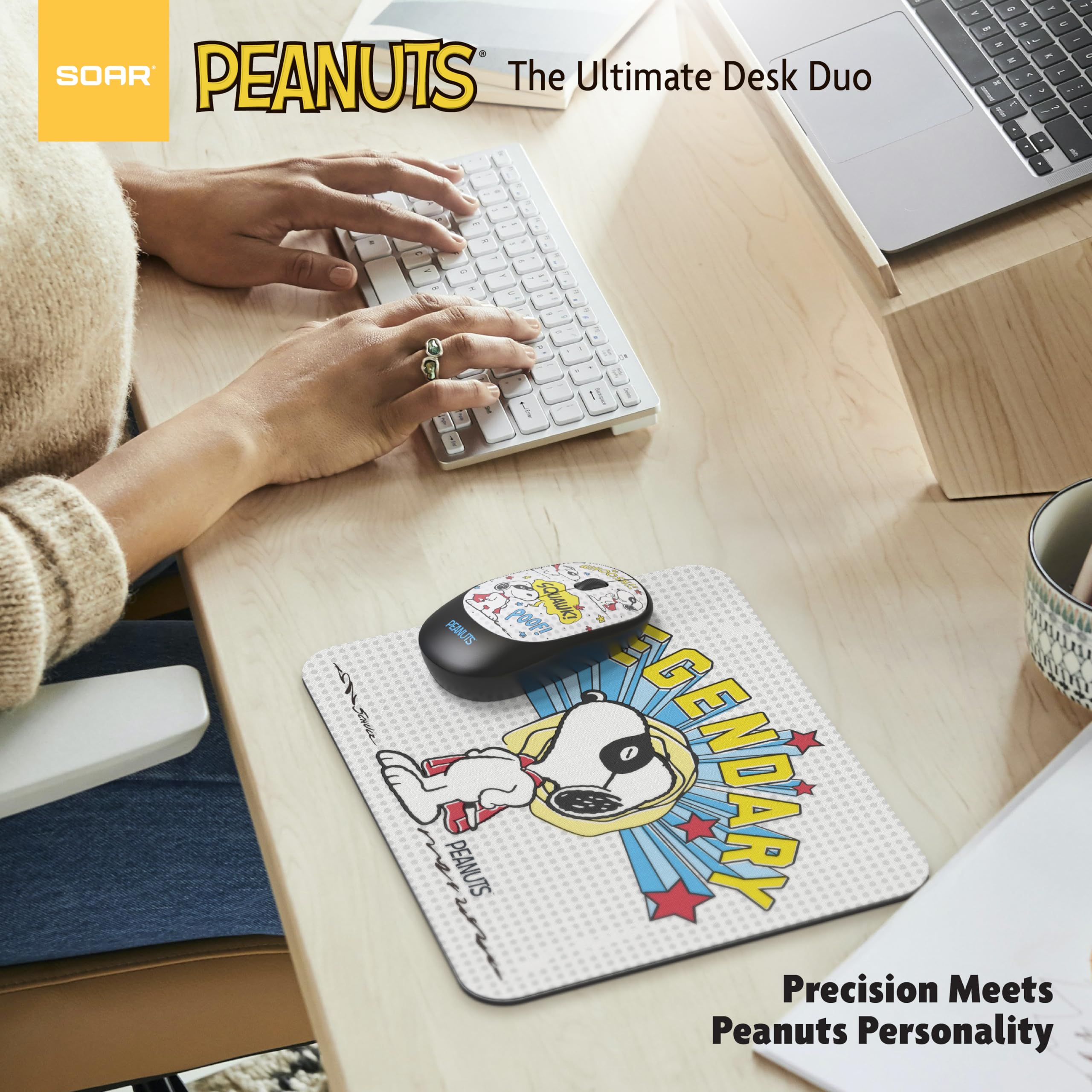 Amazon.com: Peanuts Snoopy Mouse & Mouse Pad Combo Yellow- Chill