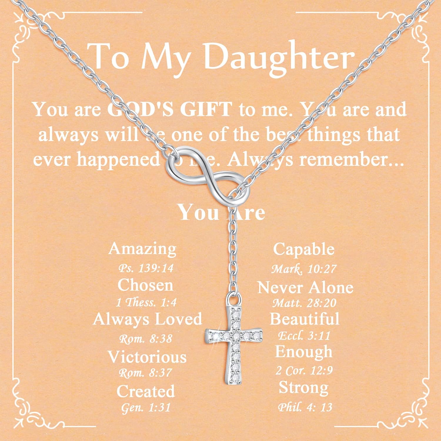 925 Sterling Silver Infinity Cross Necklace, Mini 18K White Gold Plated Small Danity Cross Necklace Confirmation Baptism Easter Religious Christian Gifts for Women Mom Sister Daughter Friend Niece