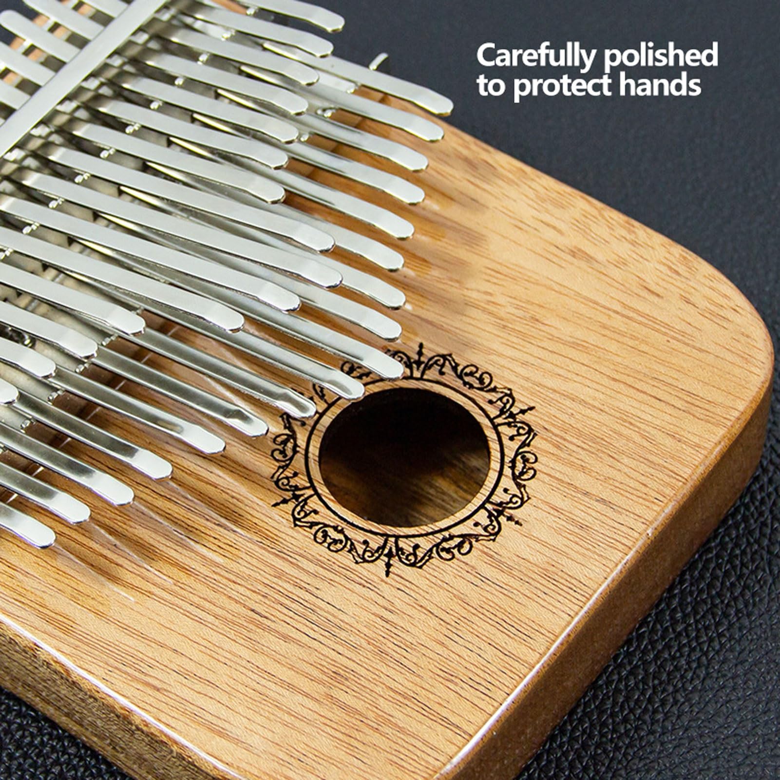 Dorośli Kalimba 34 Klawisze Drewno Wygodny Uchwyt Palec Fortepian dla Muzycznego Oświecenia Pianino na Kciuk z Młoteczkami do Strojenia, Naklejki Skali(Brown B)
