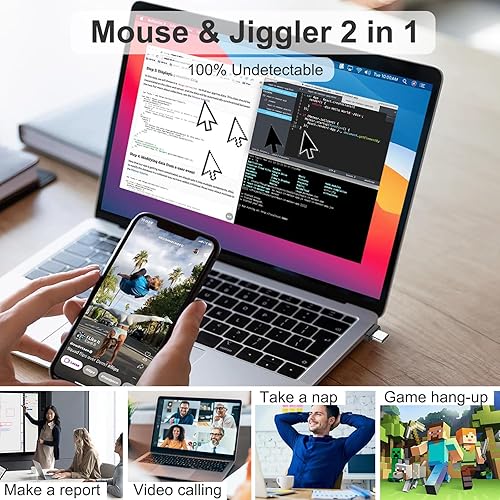 Miniatura 3 de Mouse inalámbrico para MacBook Air iMac Mac Pro Laptop Computer, Mouse inalámbrico silencioso recargable USB C con Jiggler para Surface Pro
