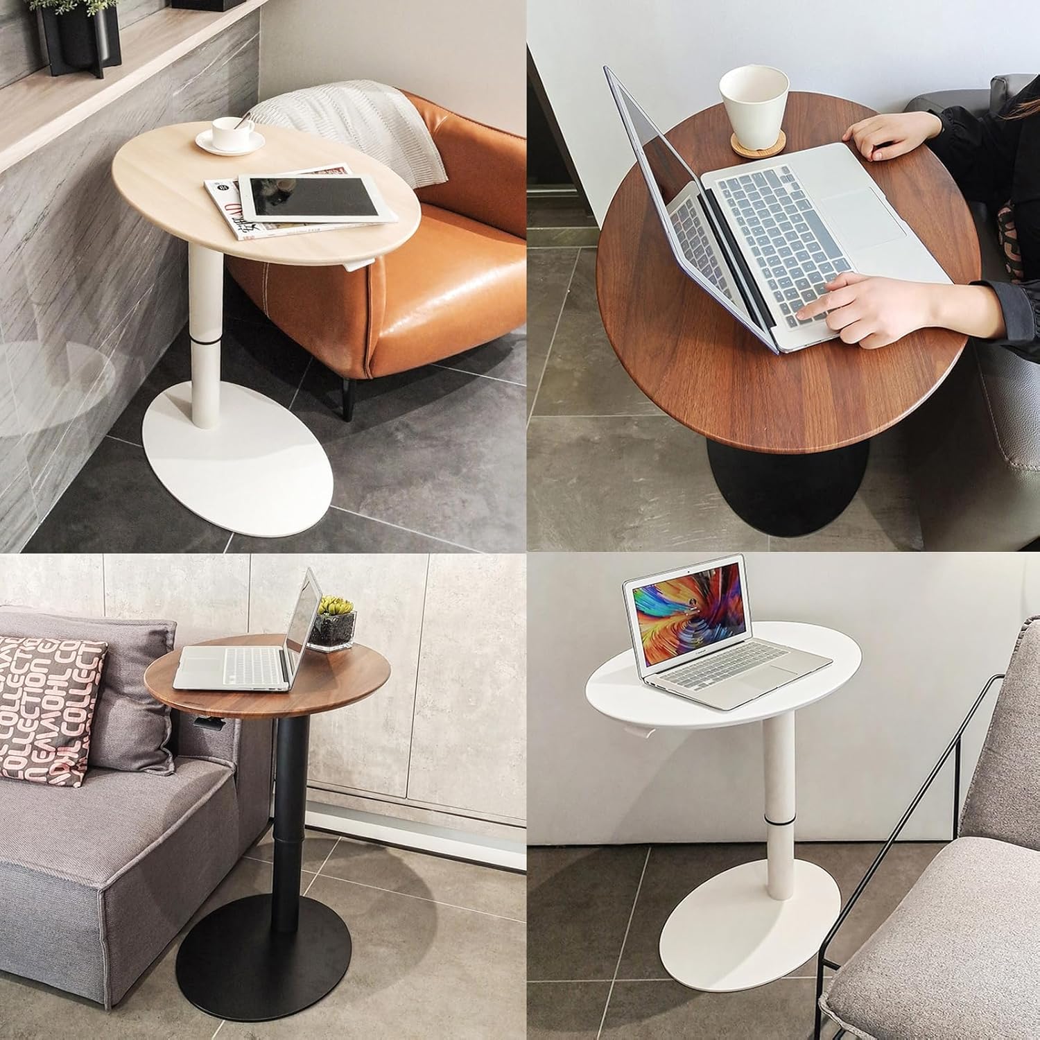 Standing Desk Adjustable Height, Corner Standing Desk for Small Space, Round Side Table Coffee Table for Home Office, C Shaped Overbed End Table Computer Carts & Machine Stands