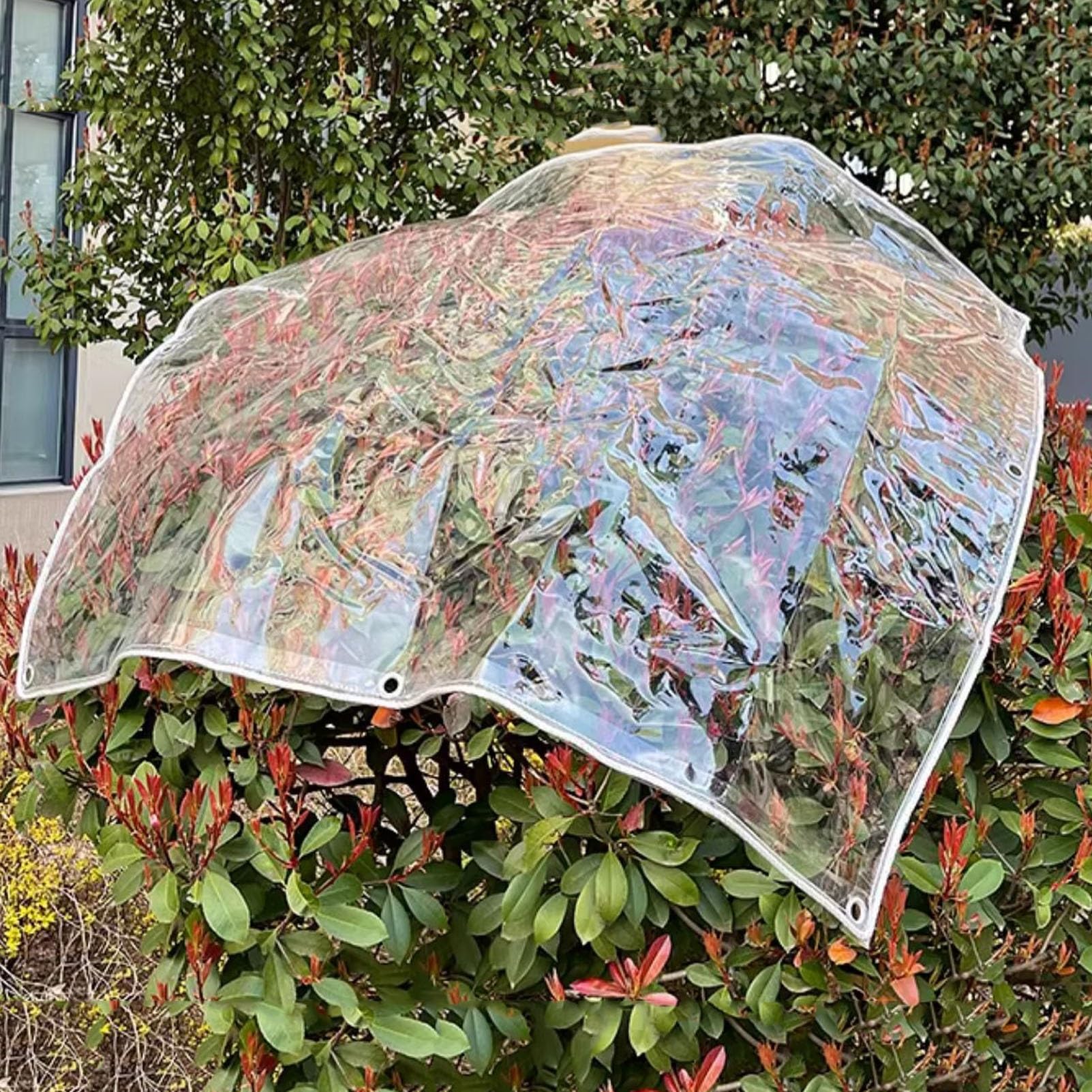 Kunststoff-Plane mit verstärktem Rand, wasserdichte PVC-Plane, 0,45 mm stark, transparente Dachbahn, reißfest, für Terrasse, Veranda und Außenbereich(1.4x1.6m)