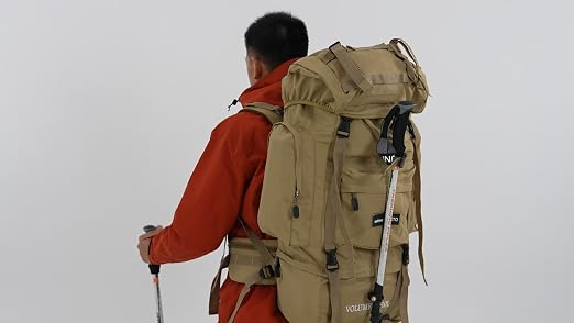 IX INOXTO 85L Lightweight Internal Frame Hiking Backpack for Men Women, Waterproof Travel Camping Backpack with Rain Cover (Khaki) : Sports & Outdoors