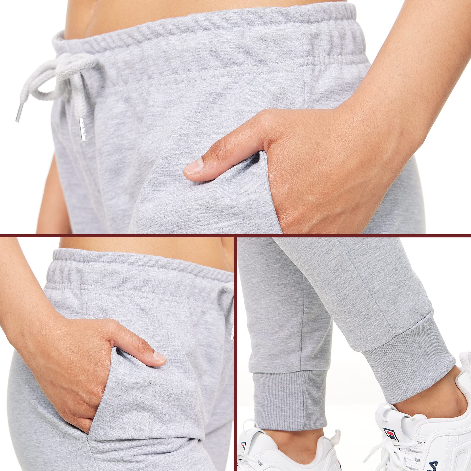 ROSS CAMP Pantalones de chándal para mujer, pantalones deportivos de algodón, pantalones de entrenamiento, fitness, cintura alta, pantalones de chándal ajustados, pantalones de ocio, largos,