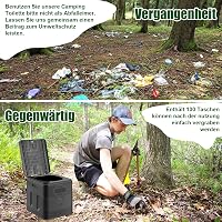 HANDSONIC Összecsukható Kemping WC - Hordozható Száraz Toalett Vegyszer Nélkül, 12 Organikus Zacskóval, Időjárásálló PP Anyagból, Kültéri Tú 5