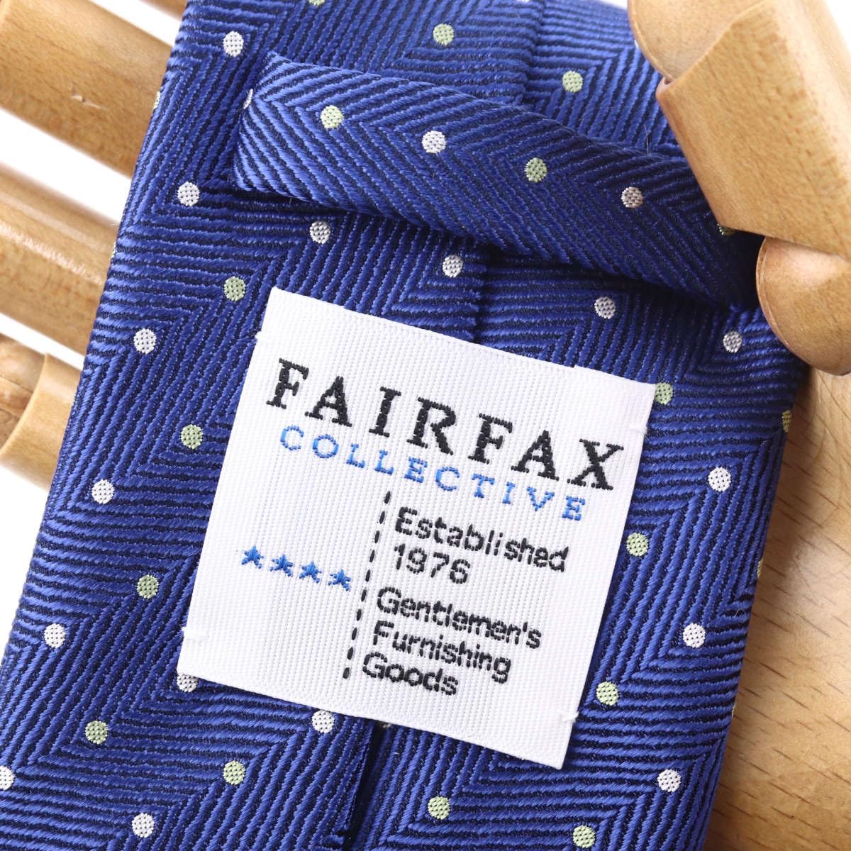 [フェアファクス] ネクタイ 2色ドット ブルー 青 シルク100% 日本製 メンズ ビジネス ブランド 水玉