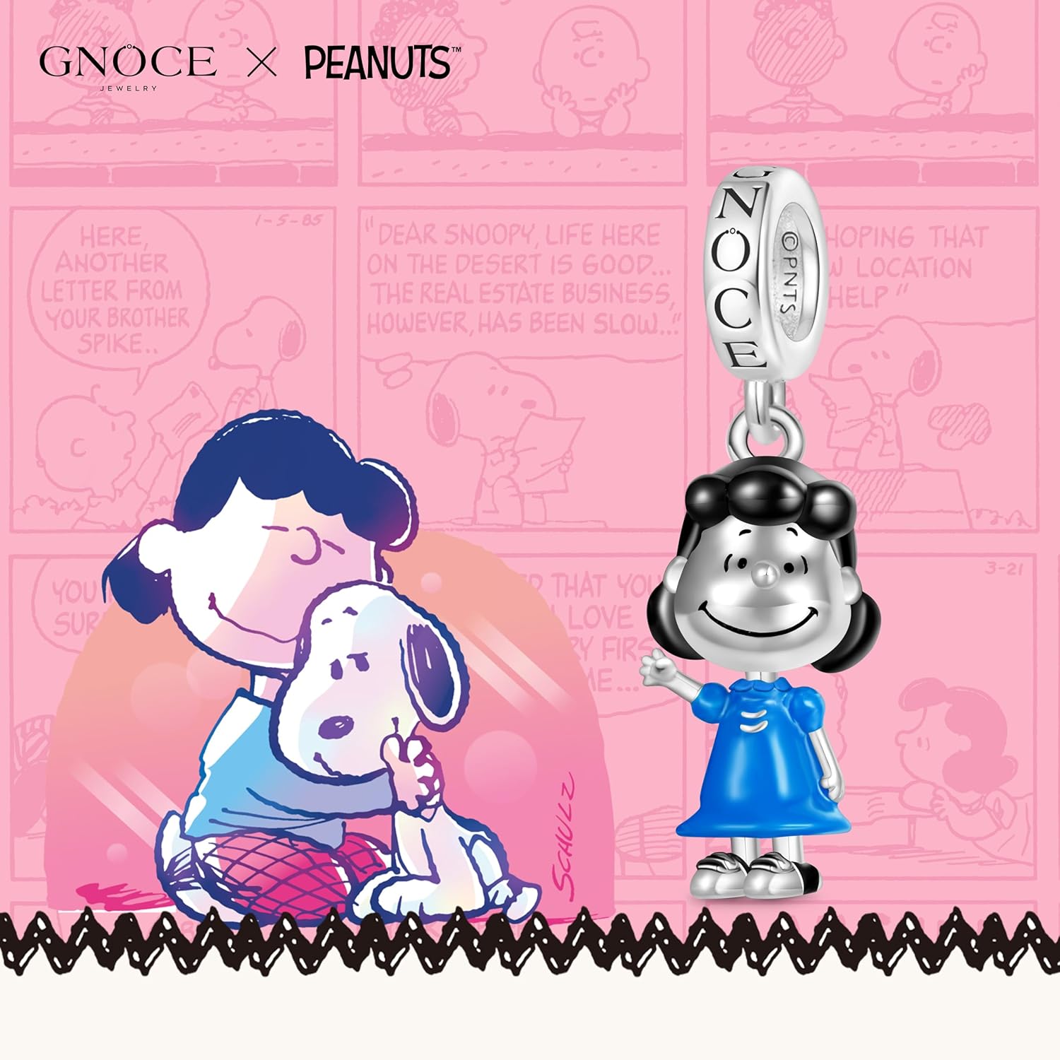 GNOCE Peanuts Lucy Pendant Dangle Charm Bracelet for Women, S925 Sterling Silver Dangle Charms for Women Wife, Valentine‘s Day, Mother’s Day Jewelry - Image 4