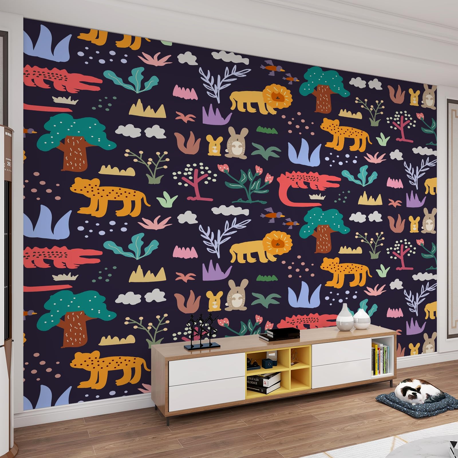Papier peint jungle pour masquer un mur nu et décorer un salon 200x140 cm
