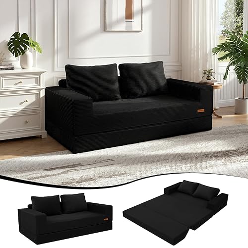 COMAX Convertible Sofa Bed Queen, Corduroy Folding Floor Couch Pull