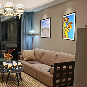 Wood Floating Picture Frame 7x9,Table Top Metal Modern Style Frame,Black