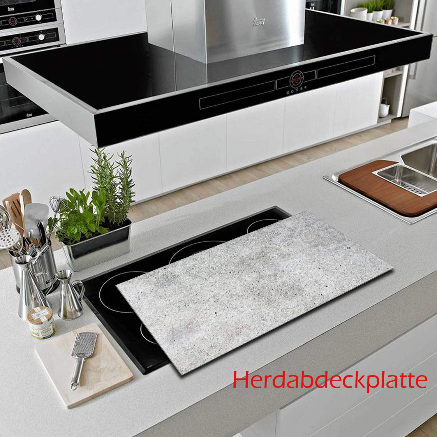 Herdabdeckplatte Ceranfeld 80x52 Abstrakt Grau Kochplatten Glas Induktion Deko