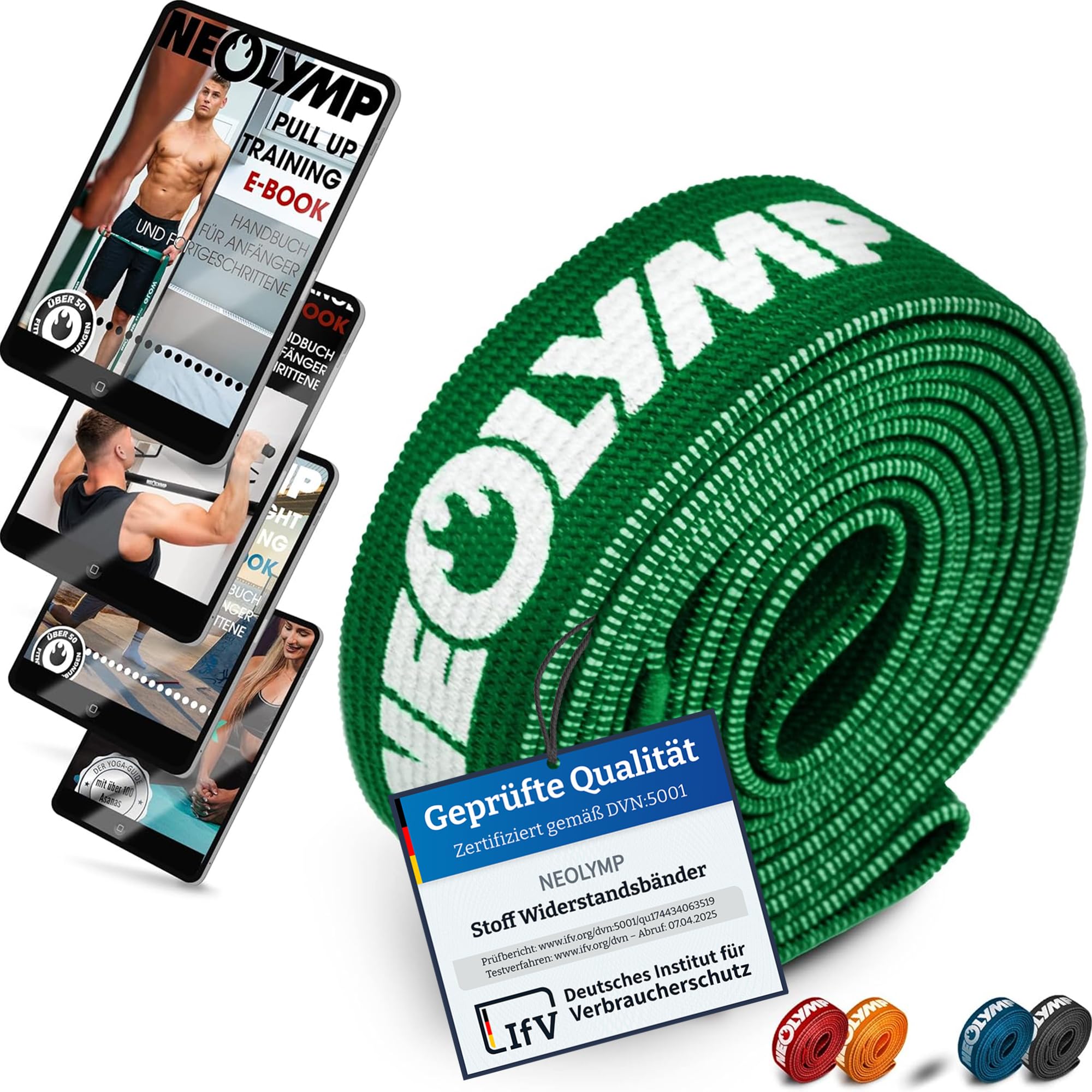 NEOLYMP Lange Fitnessbänder Stoff mit Fitness E-Book