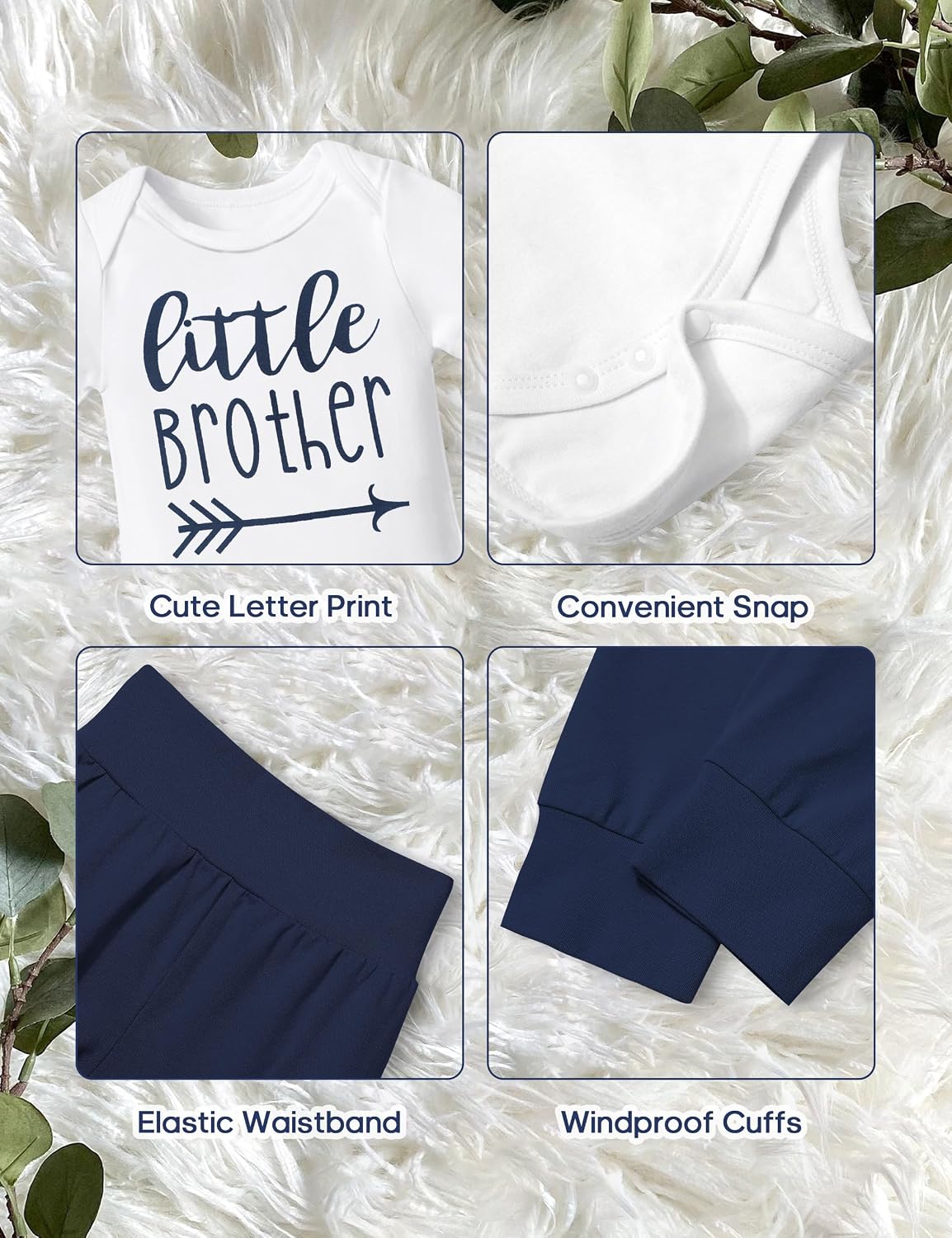 AGAPENG Baby Boy Clothes Newborn Boy Outfits Infant Letter Print Romper Long Pants Hat 3PCS Baby Boy's Clothing image 4