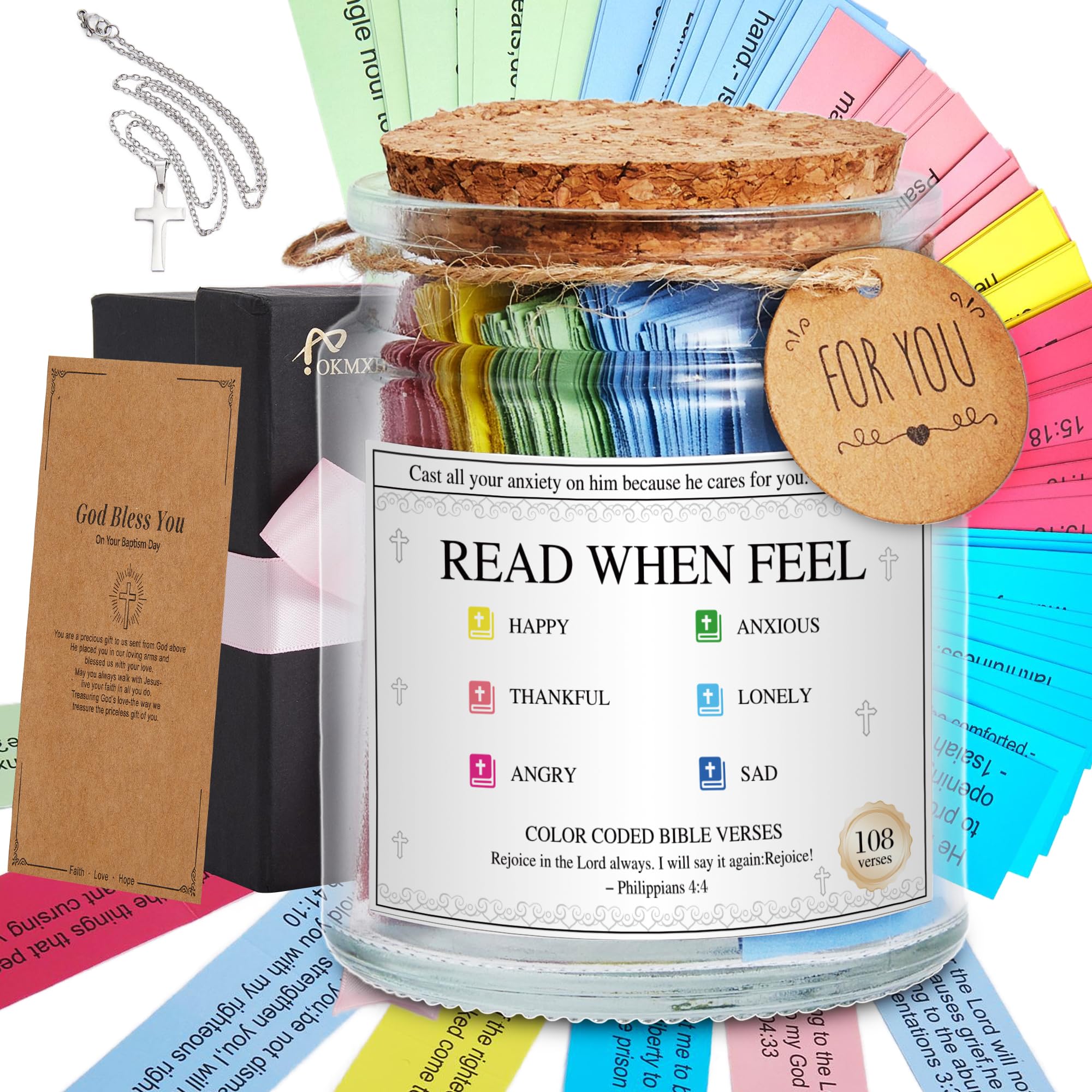 Bible Verse Jar,Read Me When Bible Verses Jar for Emotions and Feelings,Father's Day Gift For Dad From Daughter,Son,Wife,Christian Gift For Women,Men,Graduation Gifts,Birthday Gifts