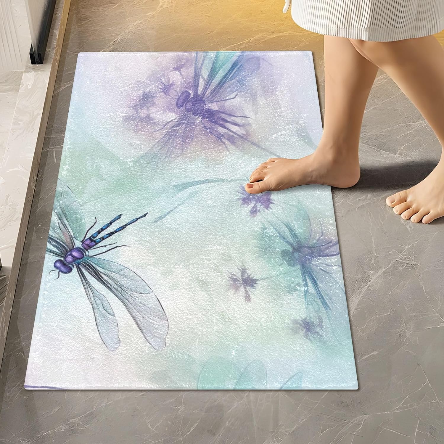 Dragonflies Bathroom Rugs Set 2 Piece - Ultra Soft Bath Mat Non Slip Toilet Mat Absorbent Plush Shaggy Bath Rugs for Tub, Shower, Bath Room, Machine Wash