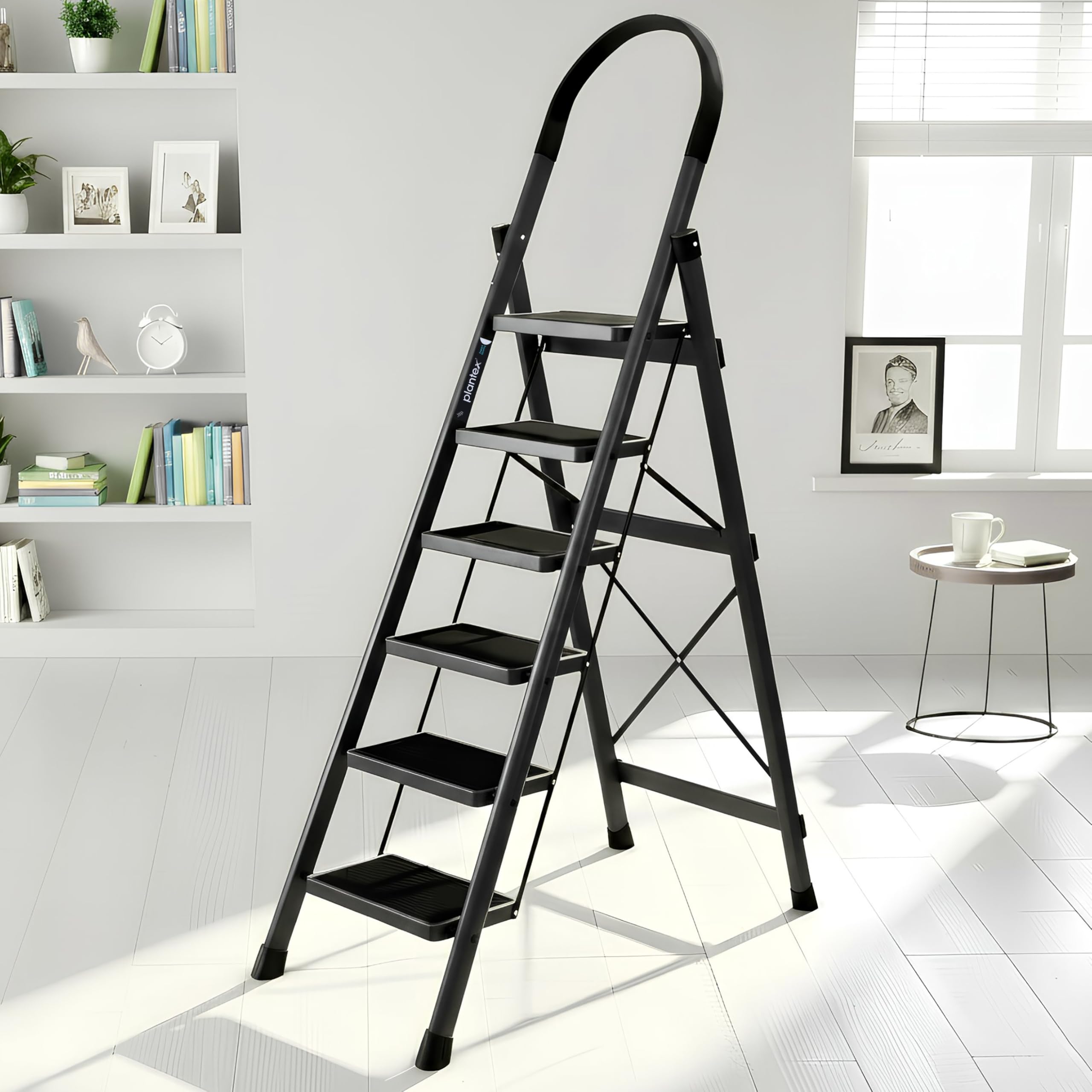 Plantex Ladder for Home 6 Steps/Foldable Ladder with Anti-Skid Wide Steps (30L x 20W cm)/Strong D-Shape Pipe with X-Support for More Stability/5 Year Warranty(Apex-White) — Amazon image 13