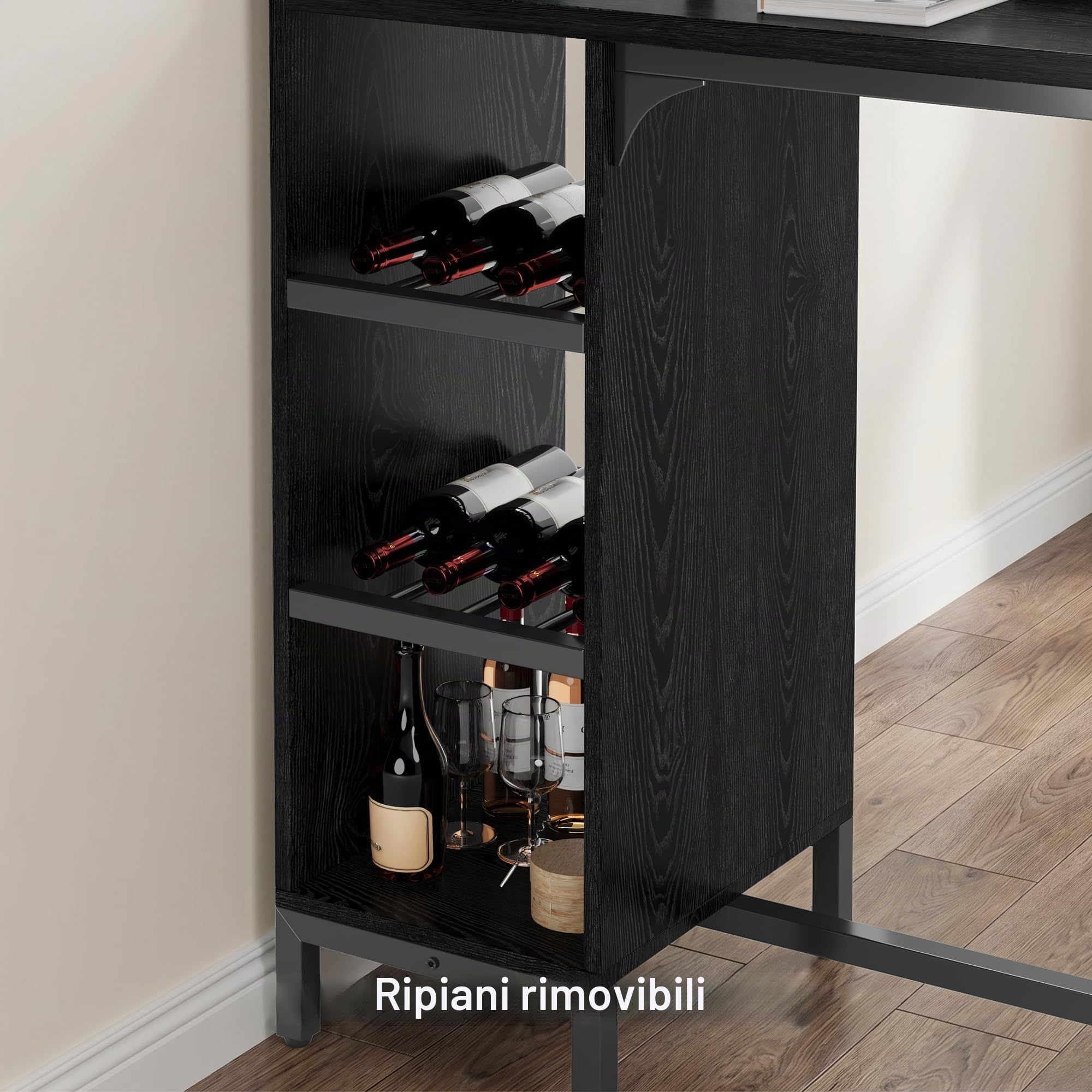 Xbro Tavolo da Bar con 2 Sgabelli, Portabottiglie 120x40x120 cm