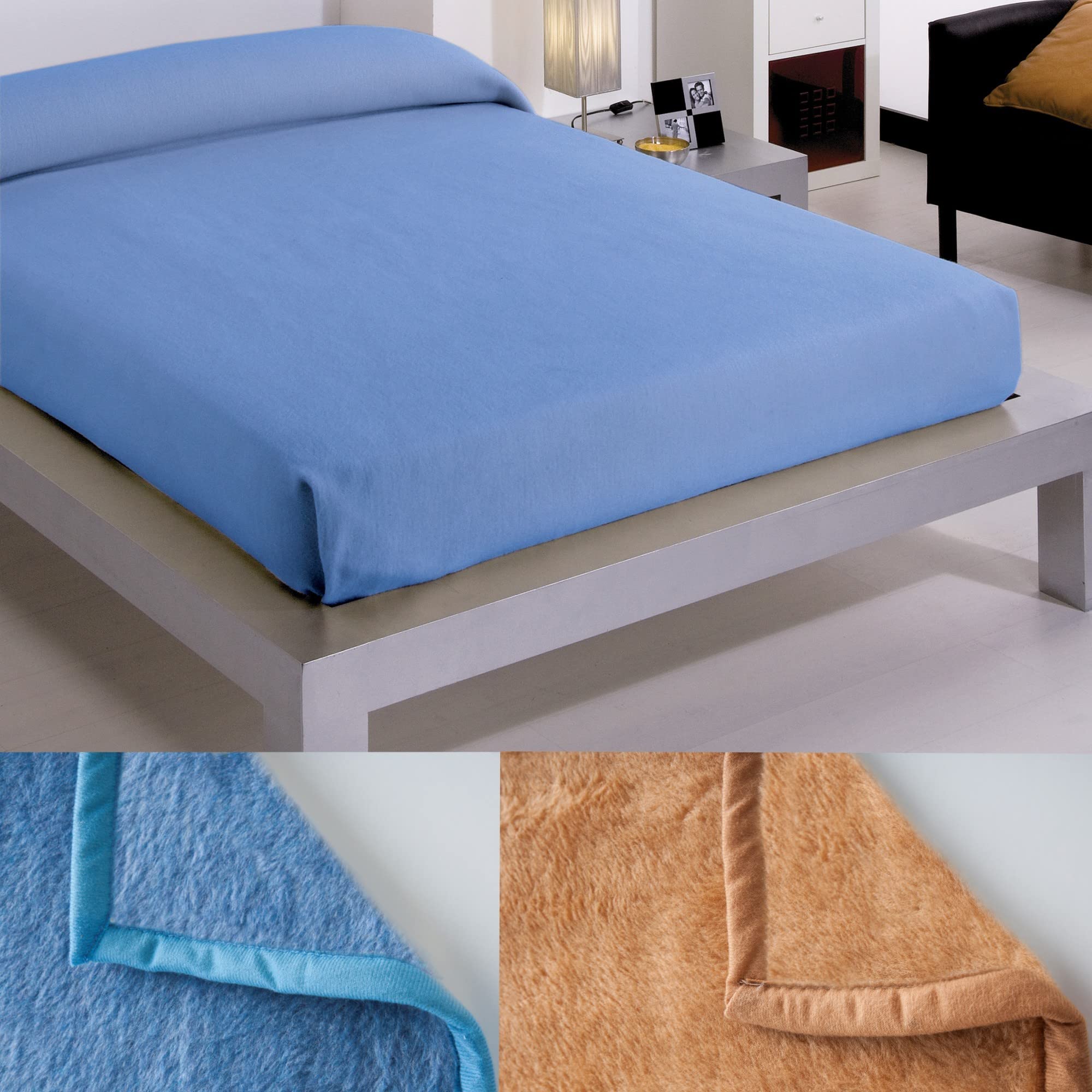 Sibiles Manta para Cama Hotel Acrílica 400Gr Ibiza Color Azul Talla Cama 135