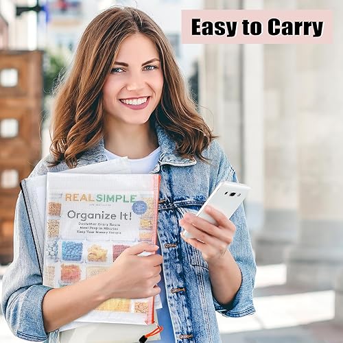 Miniatura 5 de EOOUT 60 bolsas de malla con cremallera, tamaño A4, bolsas con cremallera de 12 colores para organizar el almacenamiento, bolsa impermeable para