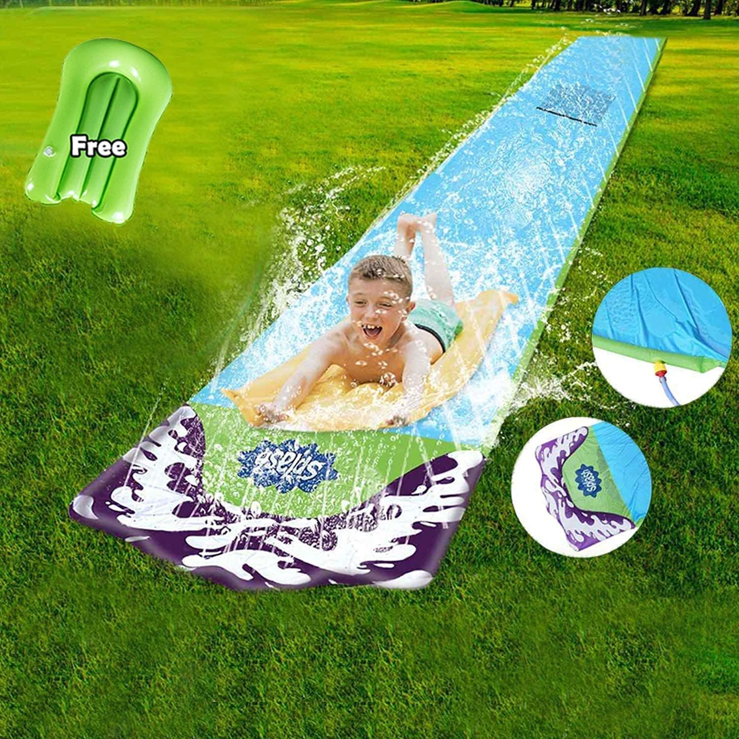 Inflatable Water Slides for Kids Backyard-16FT Lawn Water slip and slide for Adults, Build In Splash Sprinklers, Slippery Racer, Summer Outdoor Water Toys Waterslide, Kids slide Mat M Boogie for Pool : Toys & Games