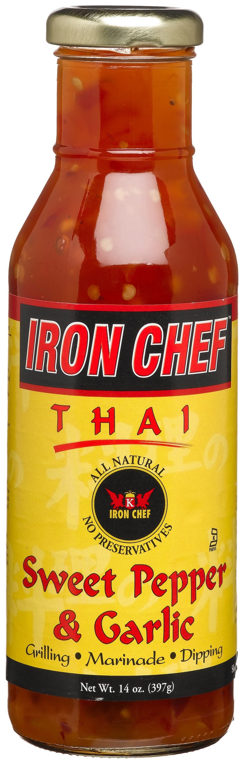 IRON CHEF Thai Sweet Pepper & Garlic Sauce, All Natural, Kosher, 14-Ounce Glass Bottles (Pack of 3)