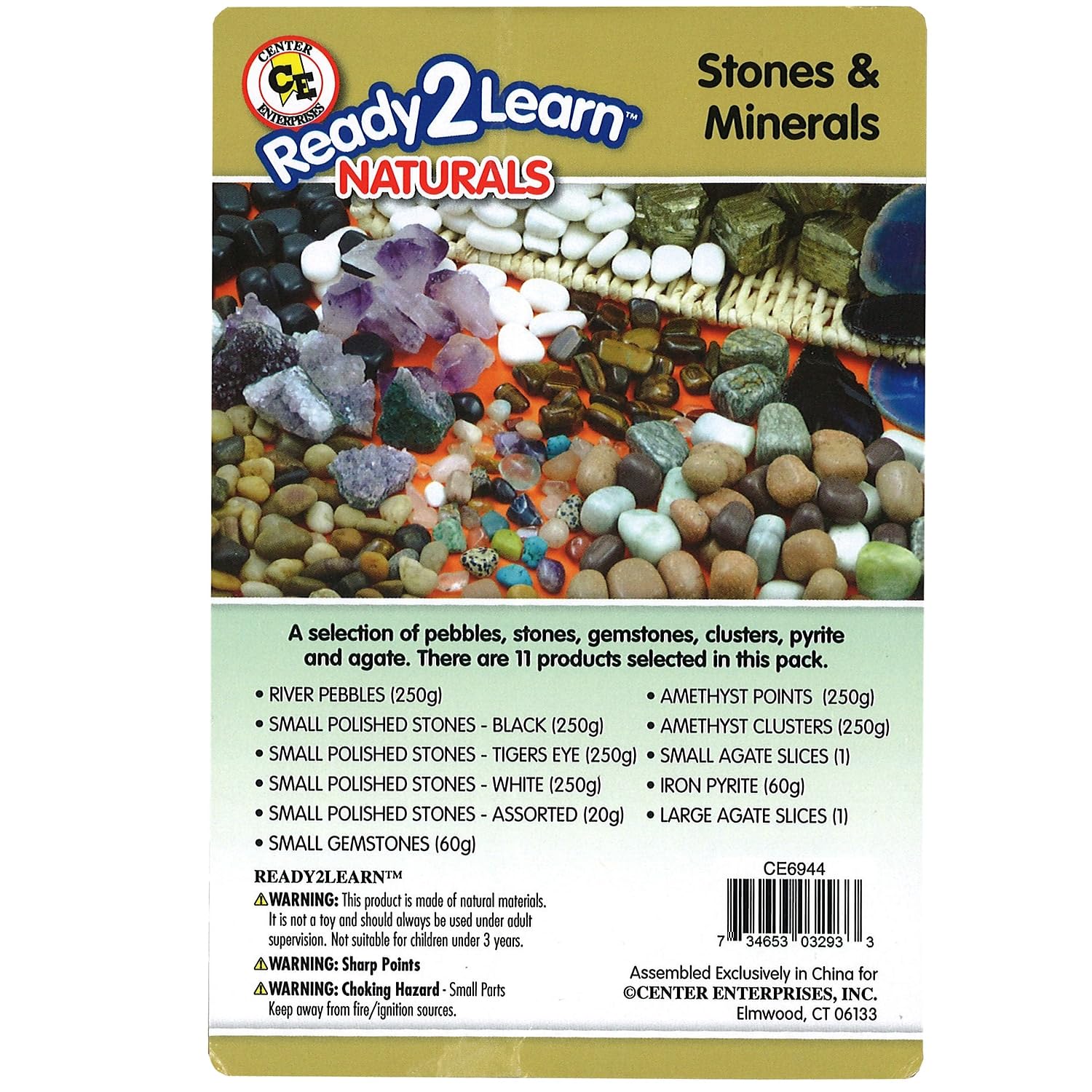 READY 2 LEARN Naturals - Real Stones & Minerals - Over 210 Pieces for DIY Crafts, Rock Collections and Sensory Play - 11 Different Stones, Minerals and Crystals