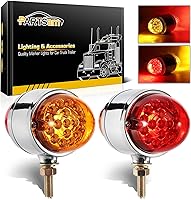 Vista 8 de Partsam 2 luces de sandía de doble revolución ámbar/rojo de 17 LED [aprobadas por DOT], luces auxiliares de doble cara cromadas de plástico, luces