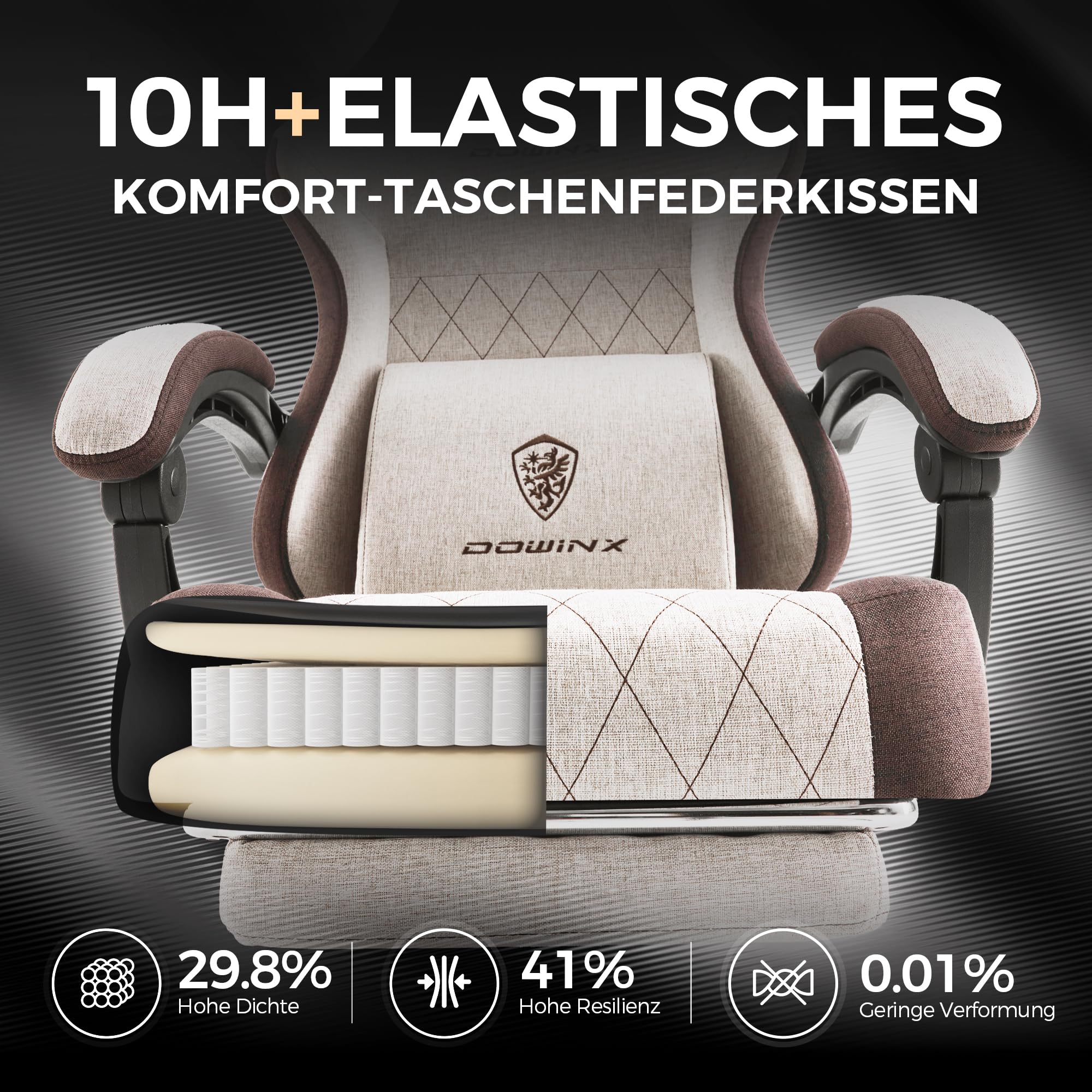 Chaise Gaming Ergonomique Dowinx - Avec Coussin Lombaire Massage, Appuie-tête Réglable, Repose-pieds, Velours Microfibre - Pour Bureau, Jeu, Détente (jusqu'à 200 Kg)