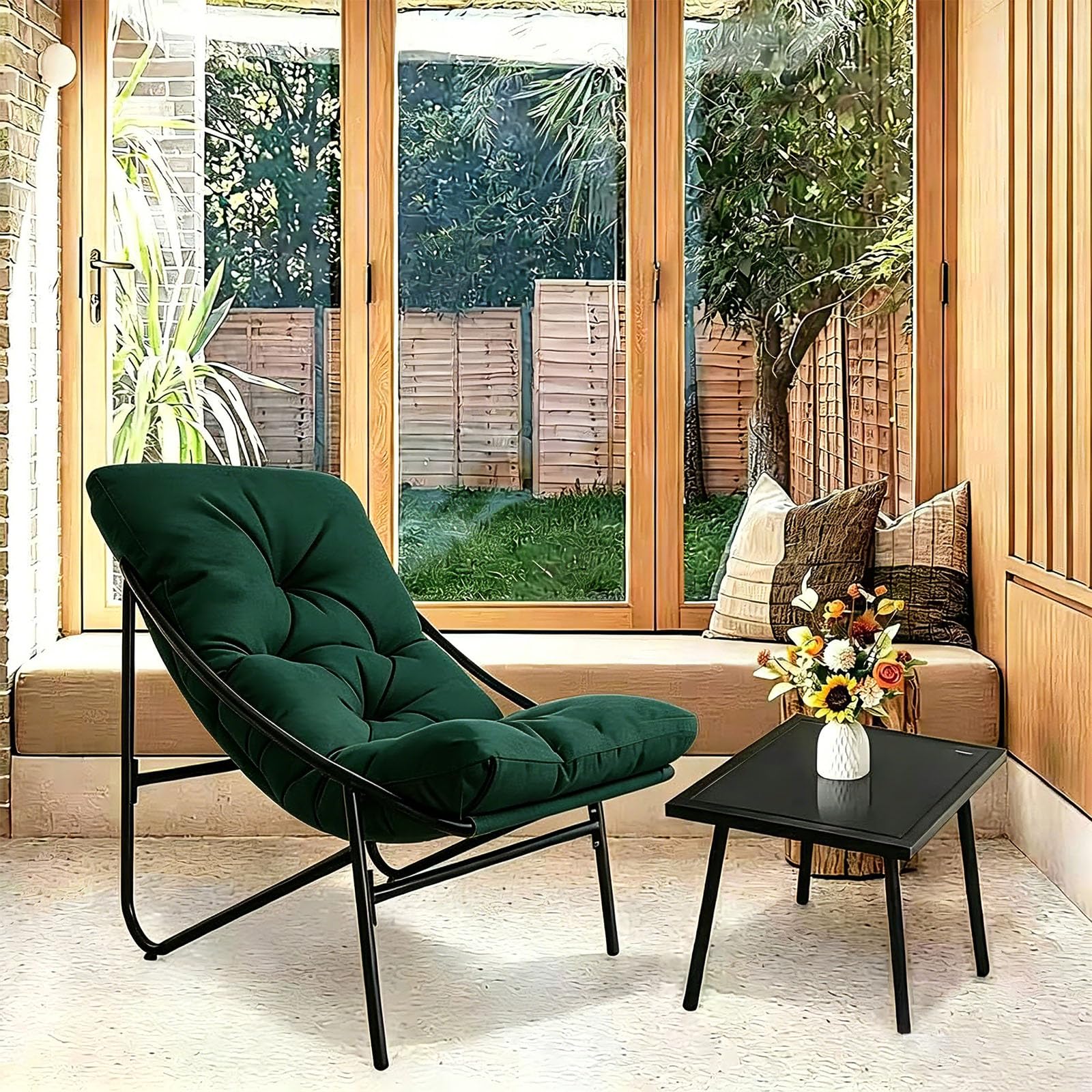 Balkonmöbel Set 3 teilig, Terrassenmöbel 2 Stühle mit Sitzkissen und Tisch, Gartentisch mit Stühlen, Balcony Furniture, Balkonmöbel Set für Kleinen Balkon, für Terrasse, Balkon (Grün, 90 x 69 x 80CM)