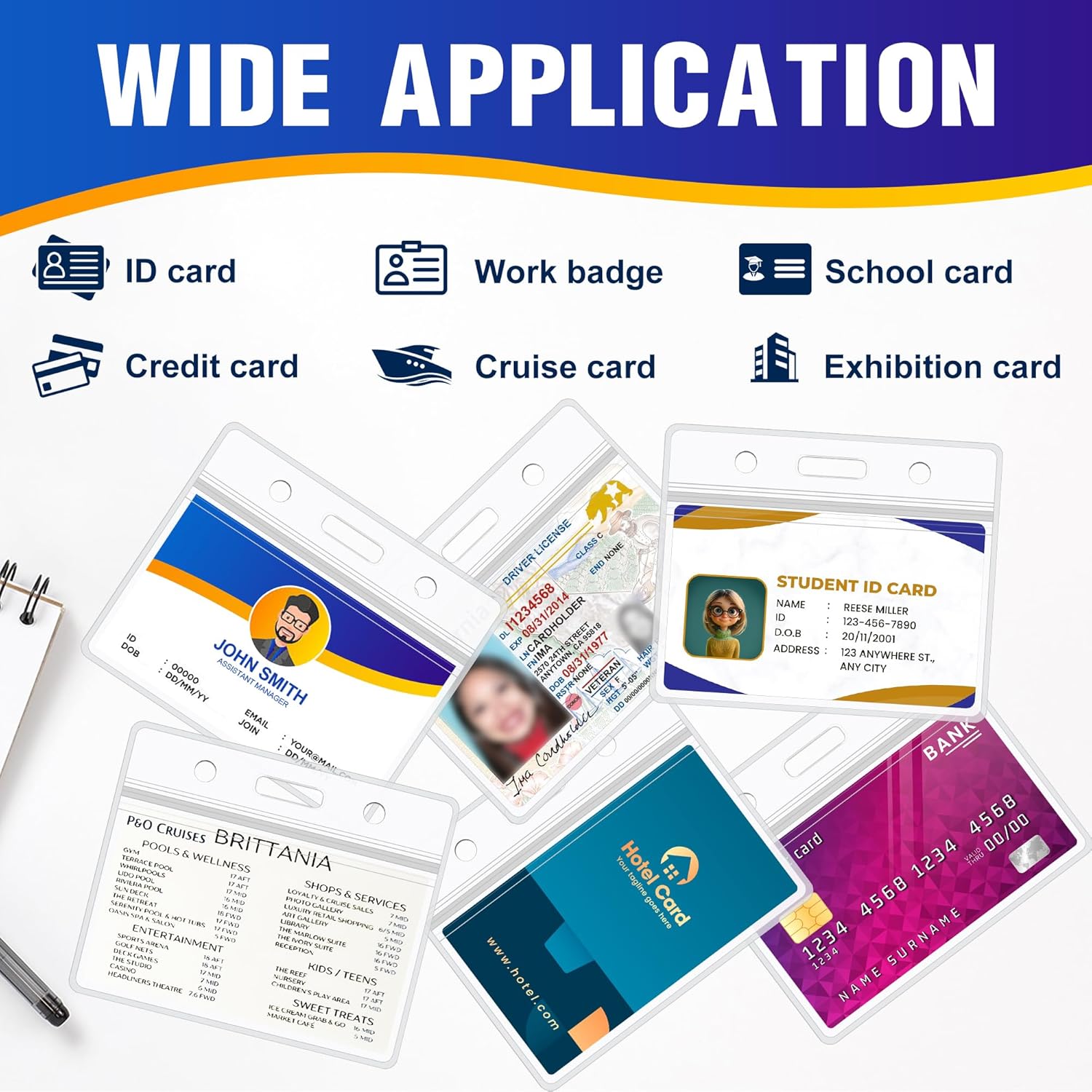 10PCS ID Badge Holder Horizontal - Extra Thick Clear ID Card Holder with Waterproof Resealable Zip - Name Tag Holder for Nurses, Office and School - Image 4