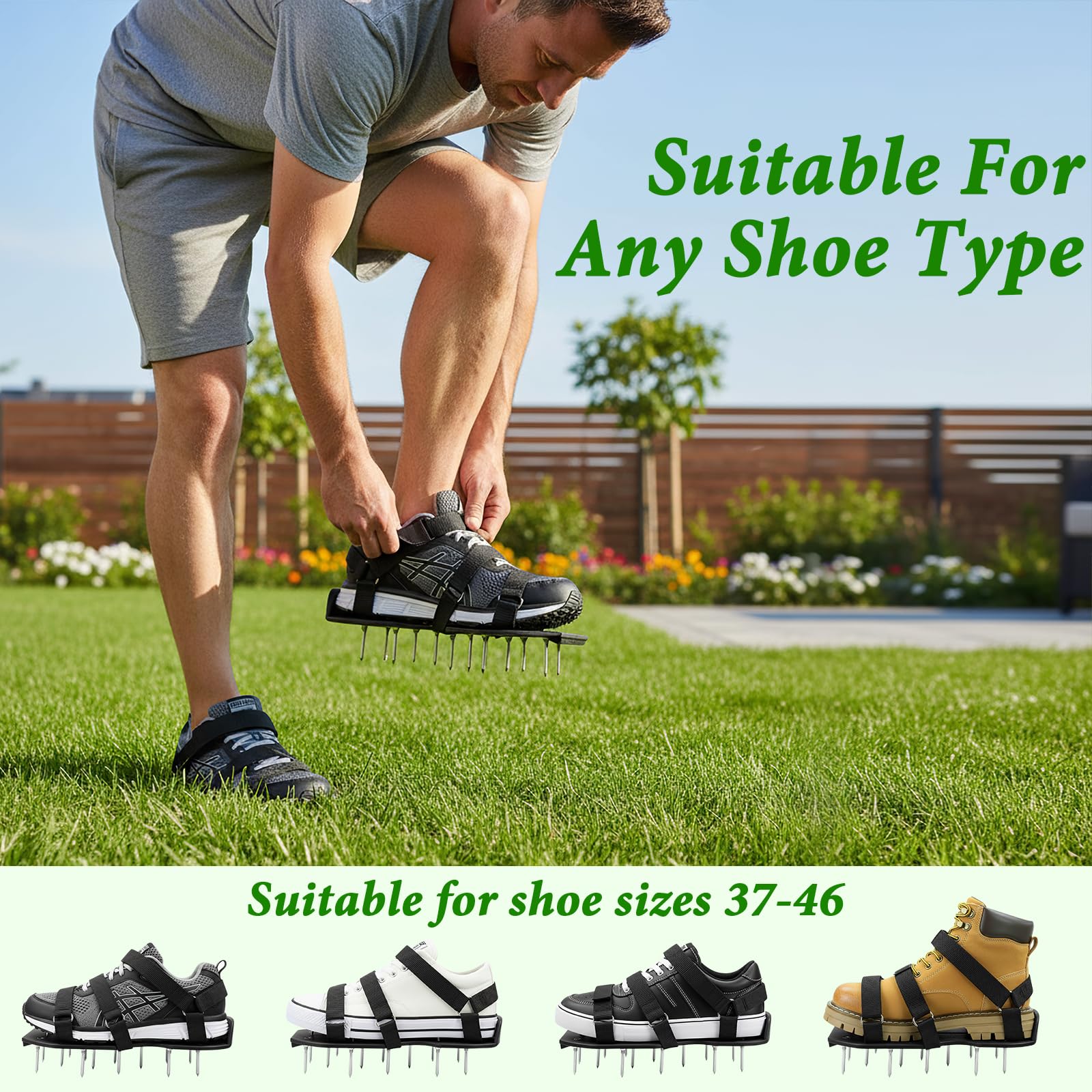 Arieggiatore Prato Scarpe Chiodate, Prato Scarpe Chiodate per Areazione, Sandalo Aeratore Scarpe da Prato con Cinghie e 5.5cm Punte Resistenti, per Cortile e Patio