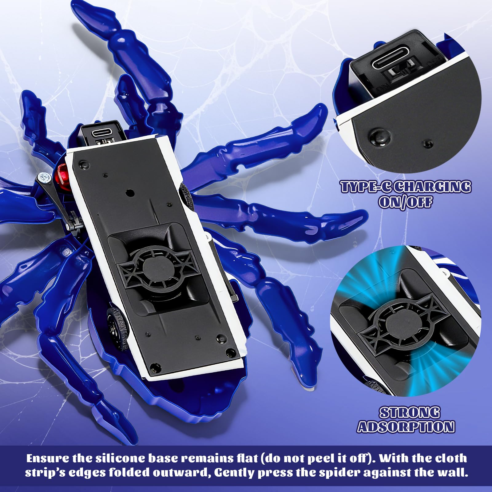 Wall Crawling Spider, Rechargeable Remote Control Robot Kids Toys, Wall Climbing Funny Prank Toys Birthday Gifts for Boys & Girls Ages 5 and Up (Blue)