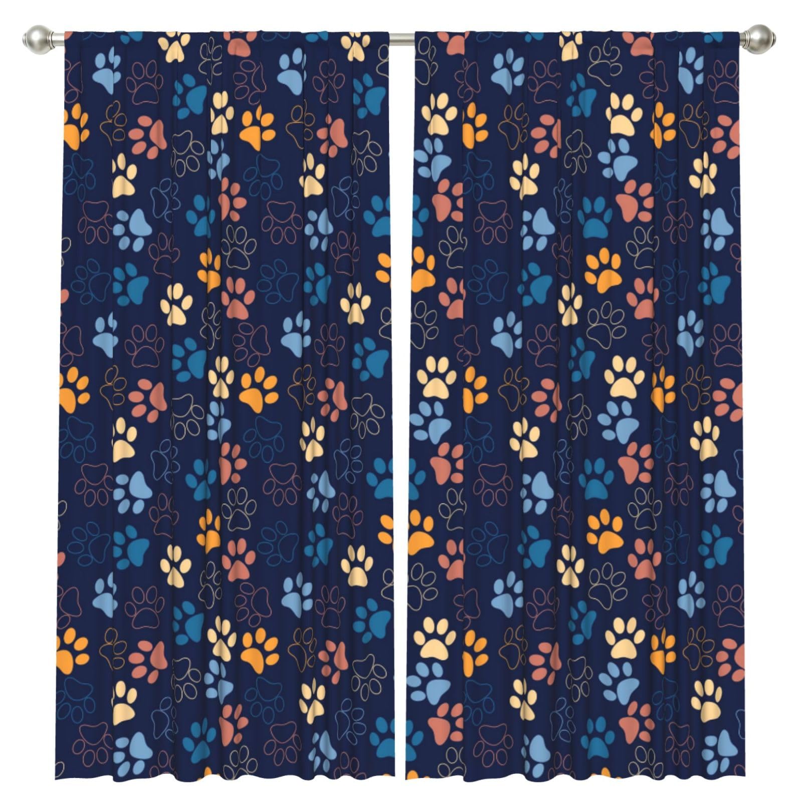 InOmak Cute Dog Paw, 2 Panels Window Curtains 52 x 84 Inch Blackout Curtains for Living Room Bedroom