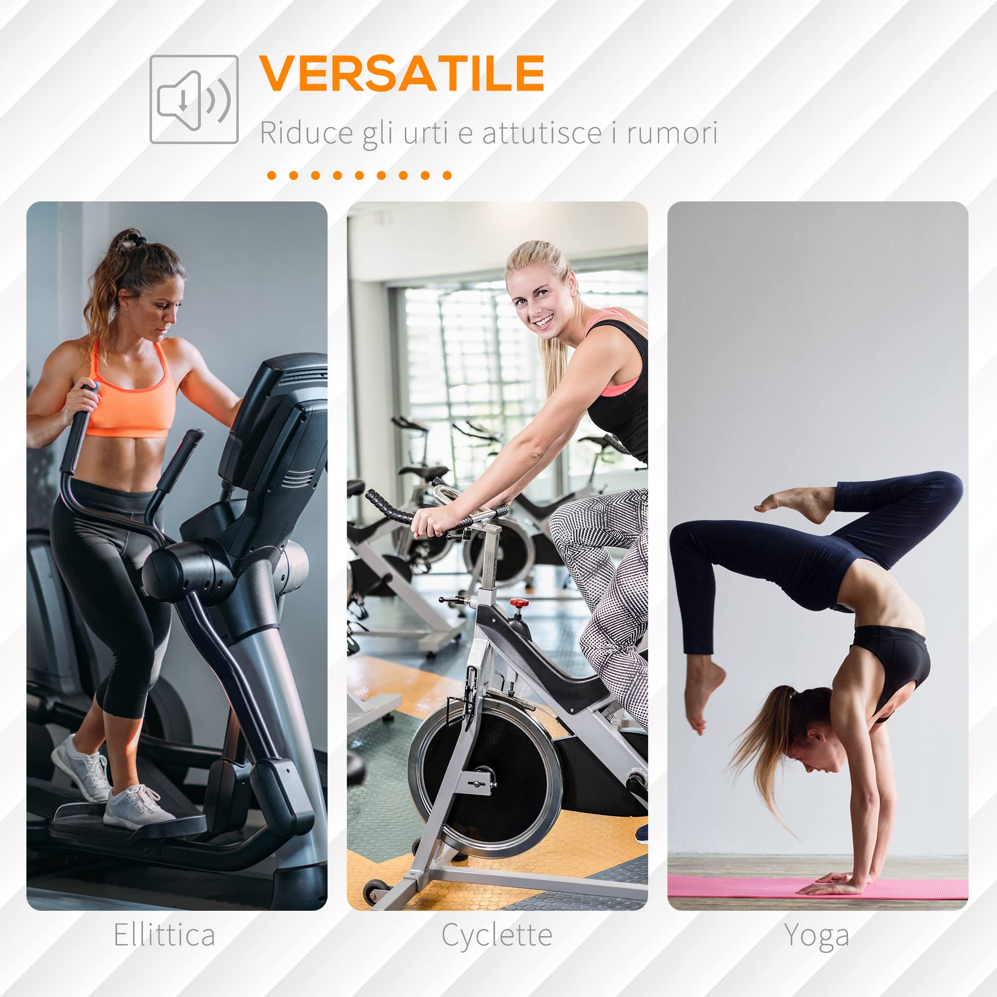 HOMCOM Tappeto Palestra Ammortizzante per Tapis Roulant e Cyclette, Tappetino Fitness in PVC Antiscivolo, 180x90cm, Nero