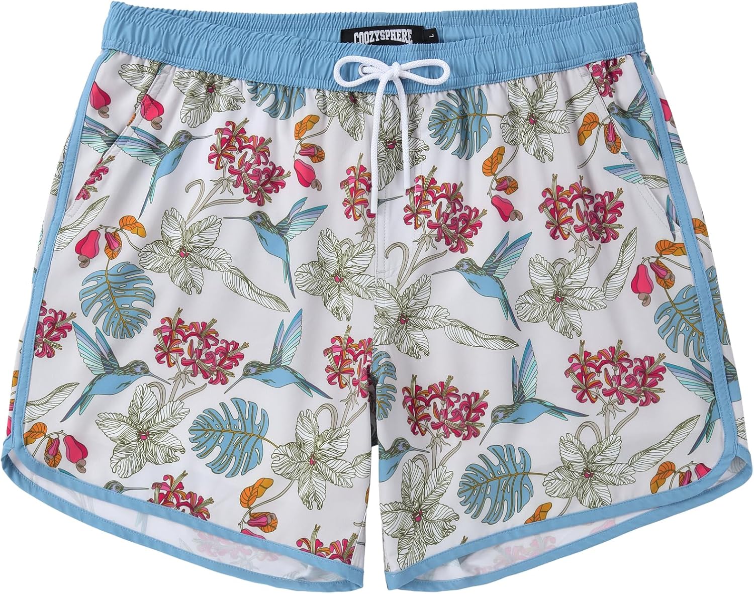 Mens Swim Trunks 5 Inch with Compression Liner Vintage Bathing Suit Swimming Board Shorts Swimwear