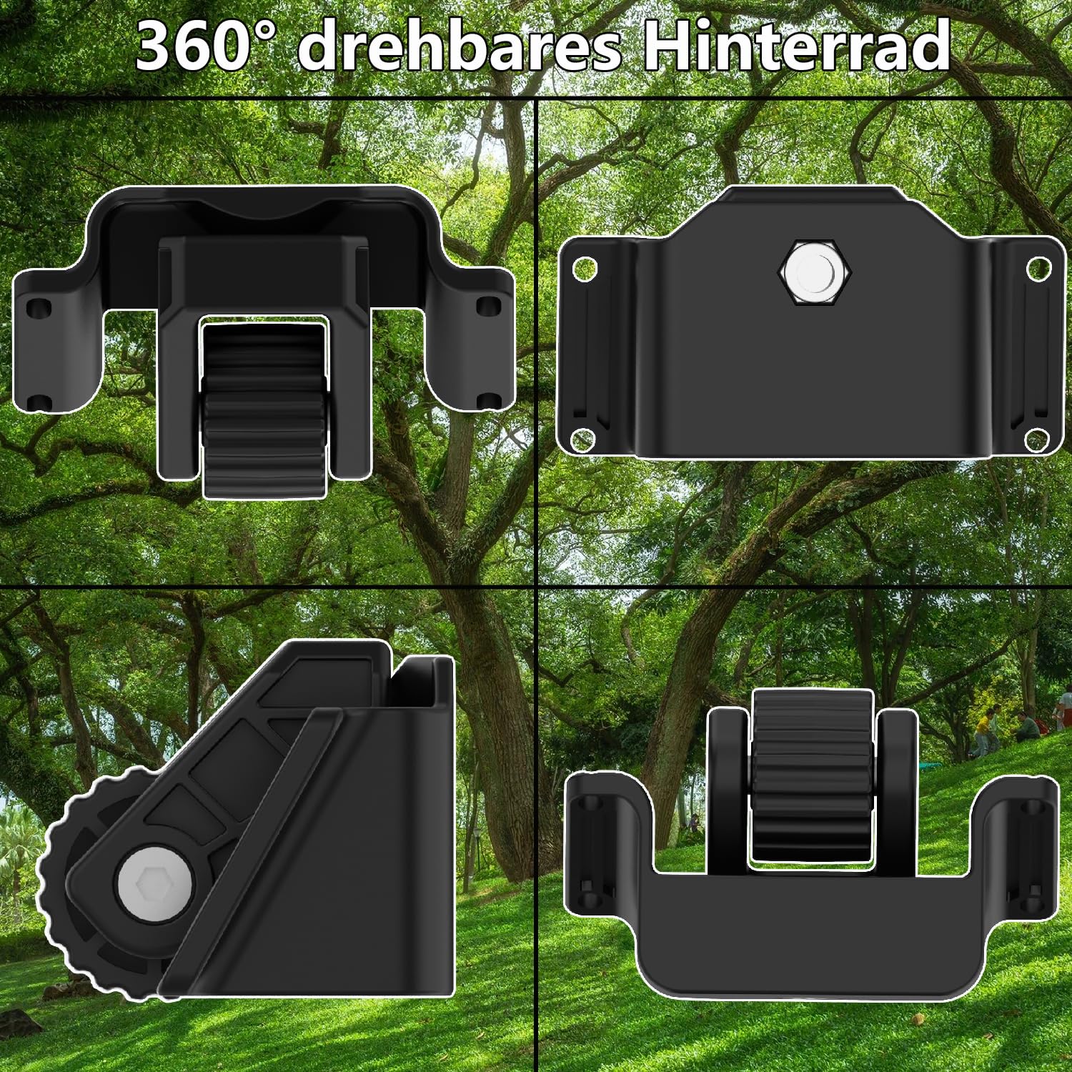 Drehbares Hinterrad reibungslos drehbar，Rasen schonend，kompatibel mit Gardena R40Li, Husqvarna 105, Flymo 1200，vormontiertes Ersatzrad mit Kugellager
