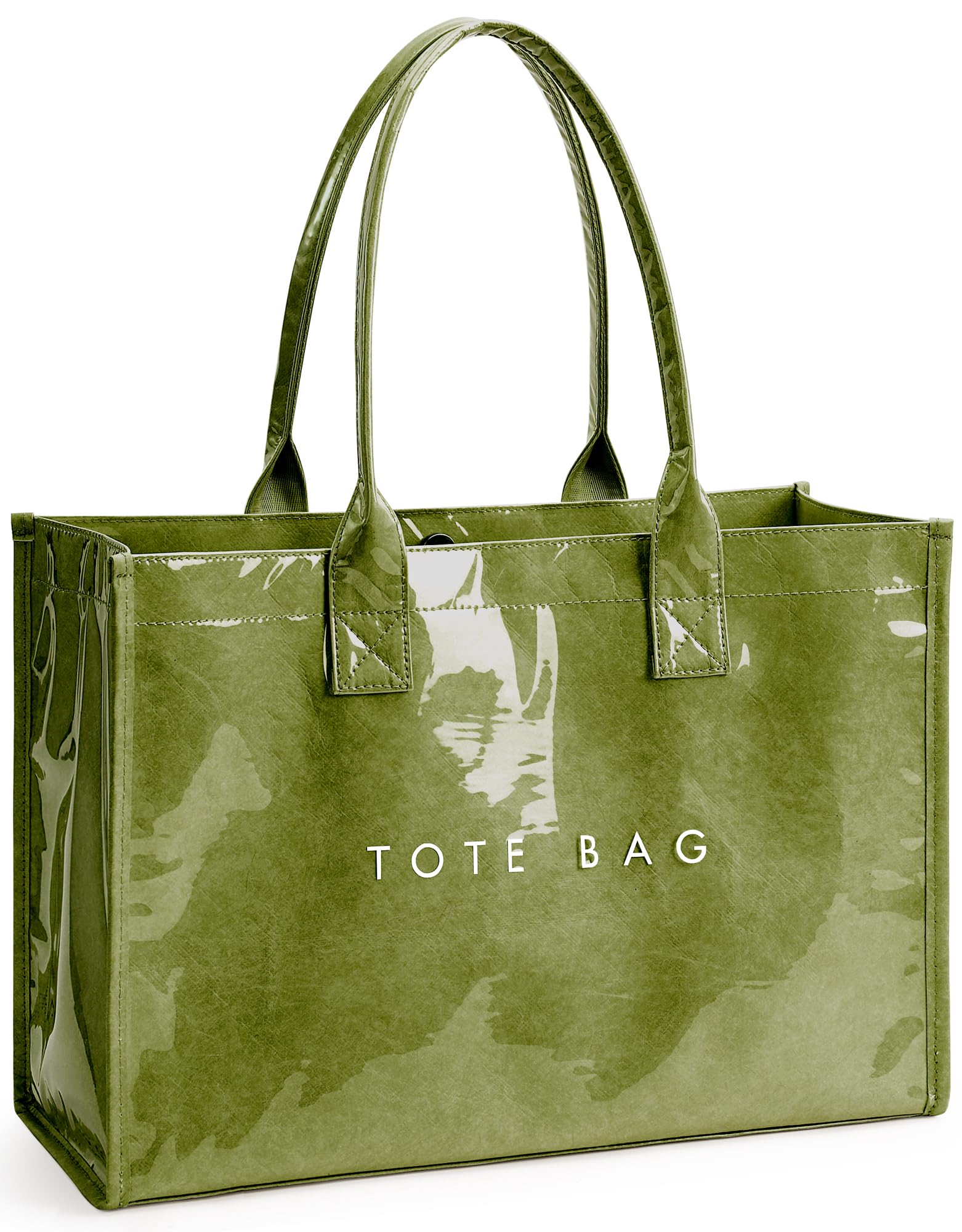 KALIDI PVC Tote Bag Women’s Kraft Paper Work Handbags Purses with Top Handle
