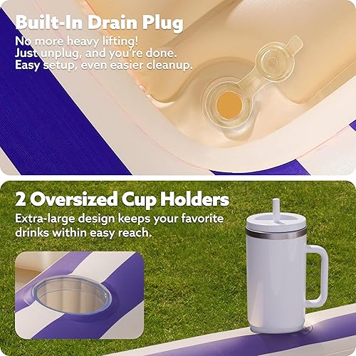 Miniatura 4 de SLOOSH Inflatable Tanning Pool Lounger Float, 70" x 46" Pool Floats Adult with Pillow, 4 in 1 Suntan Tub Raft Floatie,Sunbathing Bed Lounge for