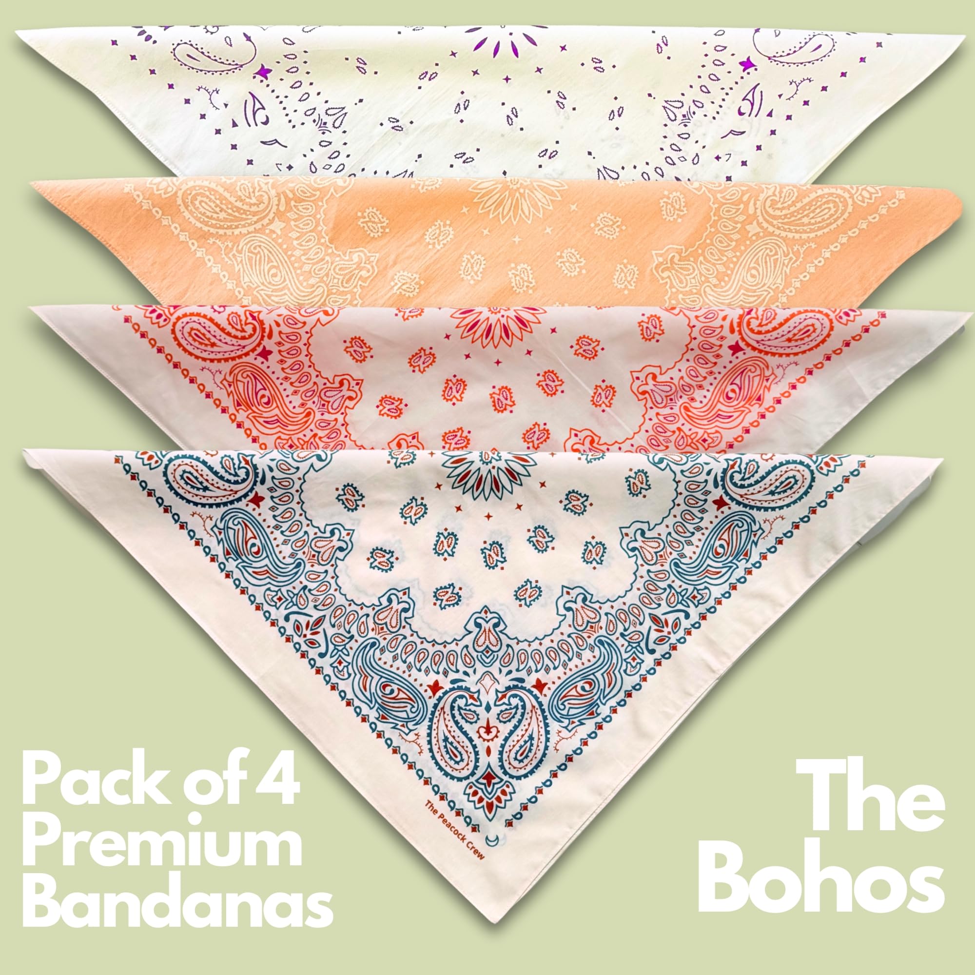 Premium Soft Cotton Designer Bandanas Pack for Men and Women 22 x 22 inches
