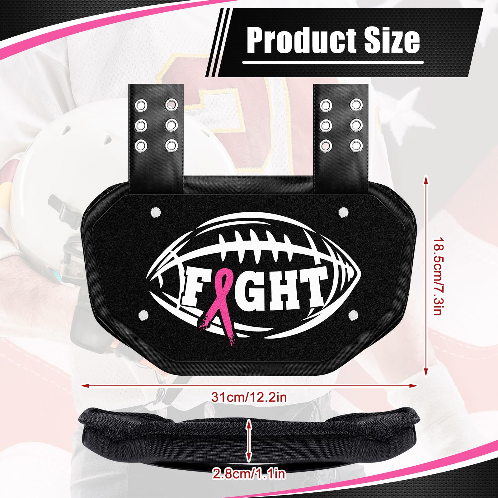Liliful Football Back Plate Lower Back Pads for Football Players with High Impact Foam Backing Adult Backplate Football for Fall Sports Shoulder Pads Adult Rear Protector (Ribbon)